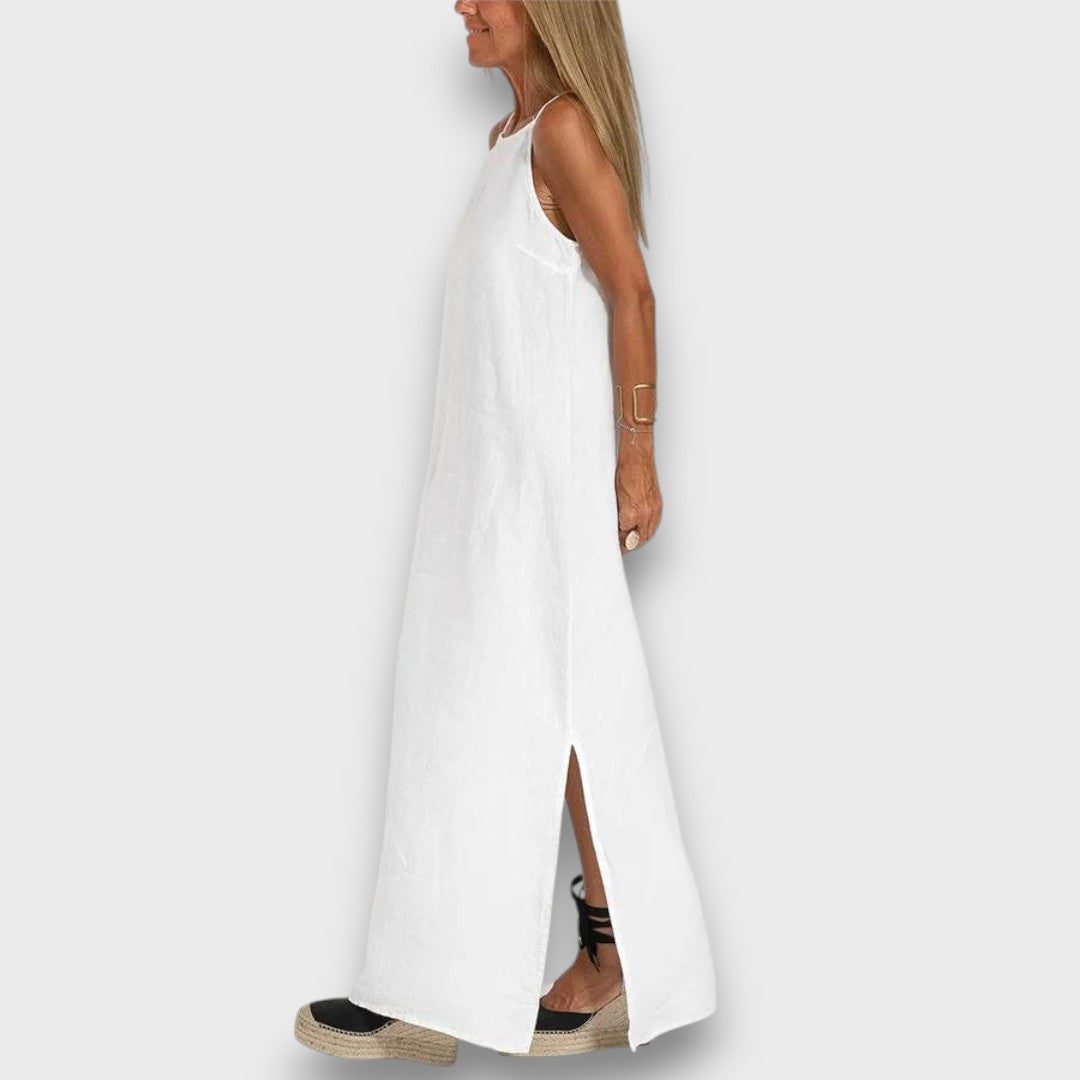 Sena – Schlichtes Leinenkleid mit Seitenschlitz Emma Fioretti