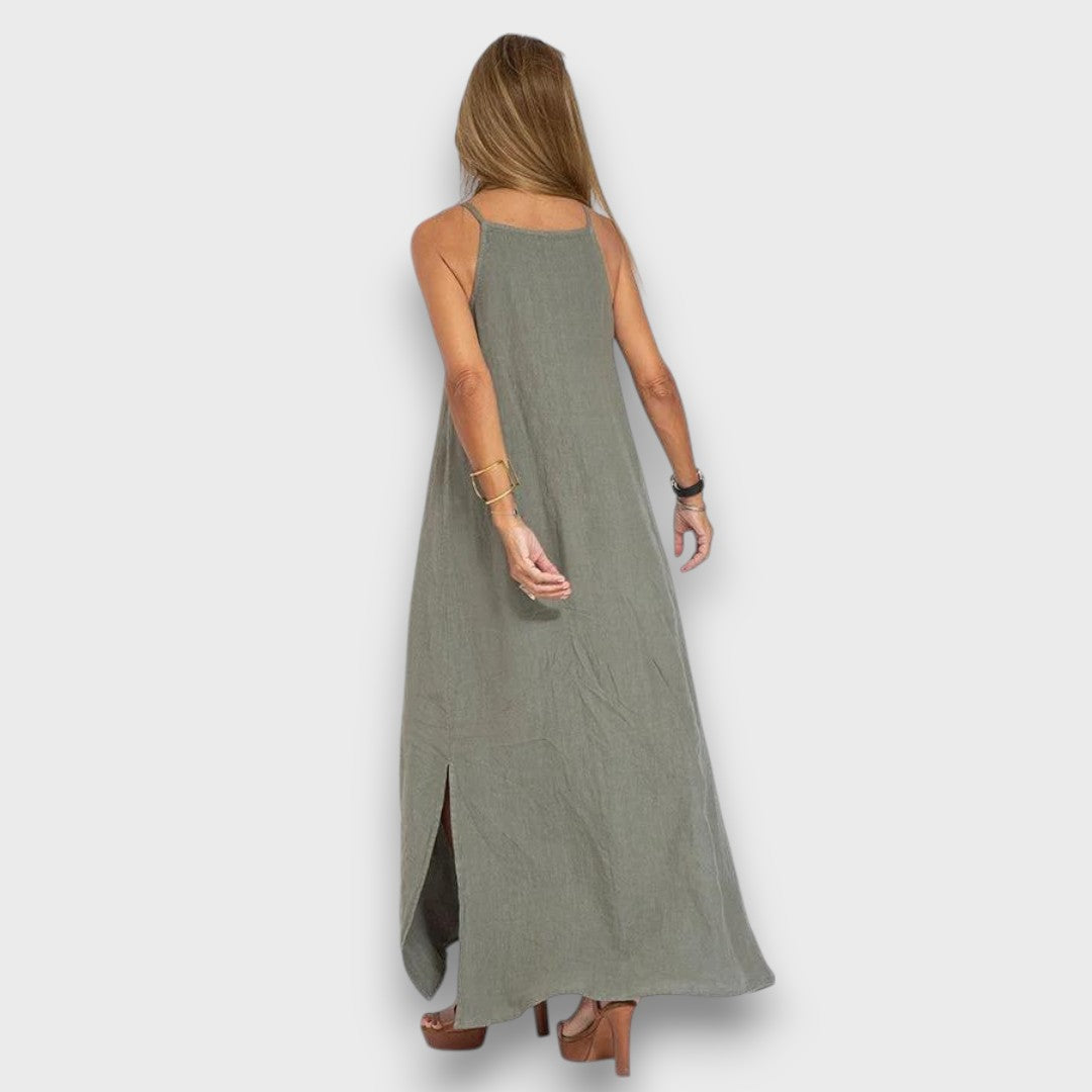 Sena – Schlichtes Leinenkleid mit Seitenschlitz Emma Fioretti