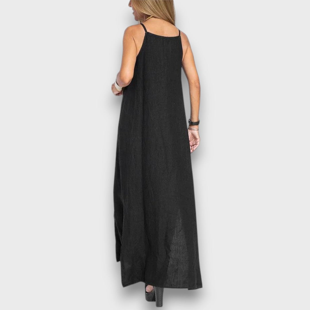 Sena – Schlichtes Leinenkleid mit Seitenschlitz Emma Fioretti