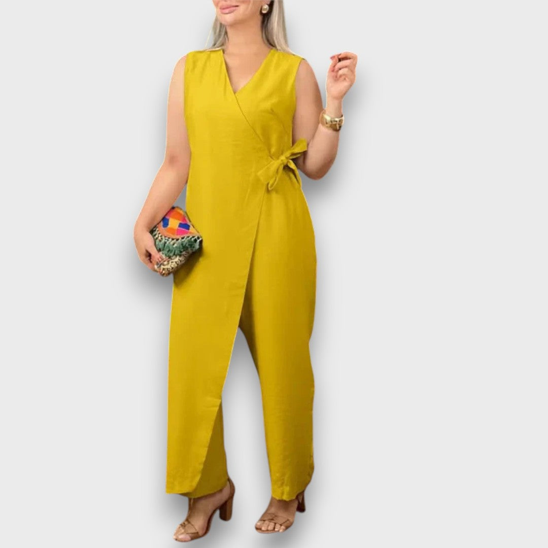 Zafina – Wickel-Jumpsuit mit Taillenschleife