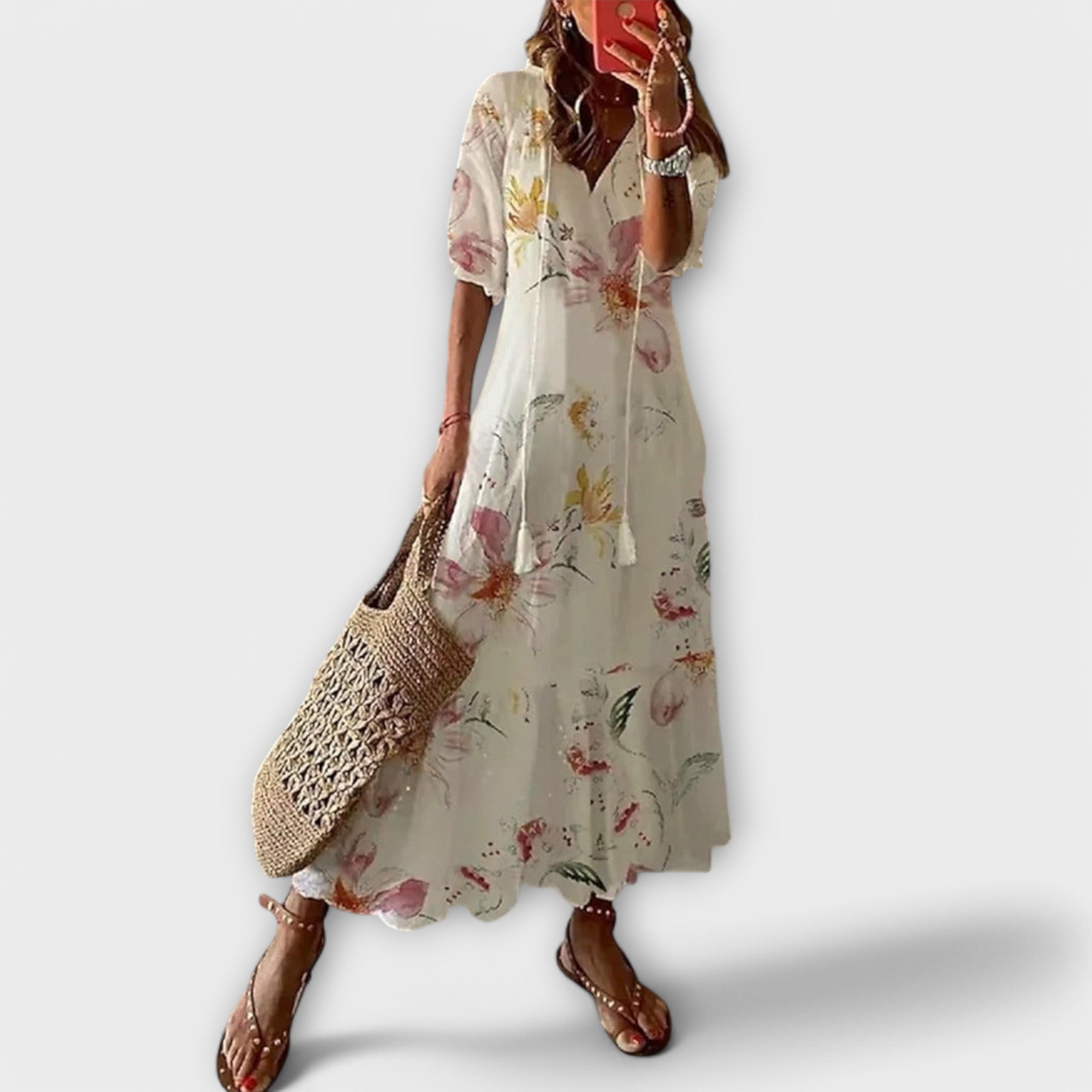 Yvana – Boho Maxikleid mit Ethnomuster