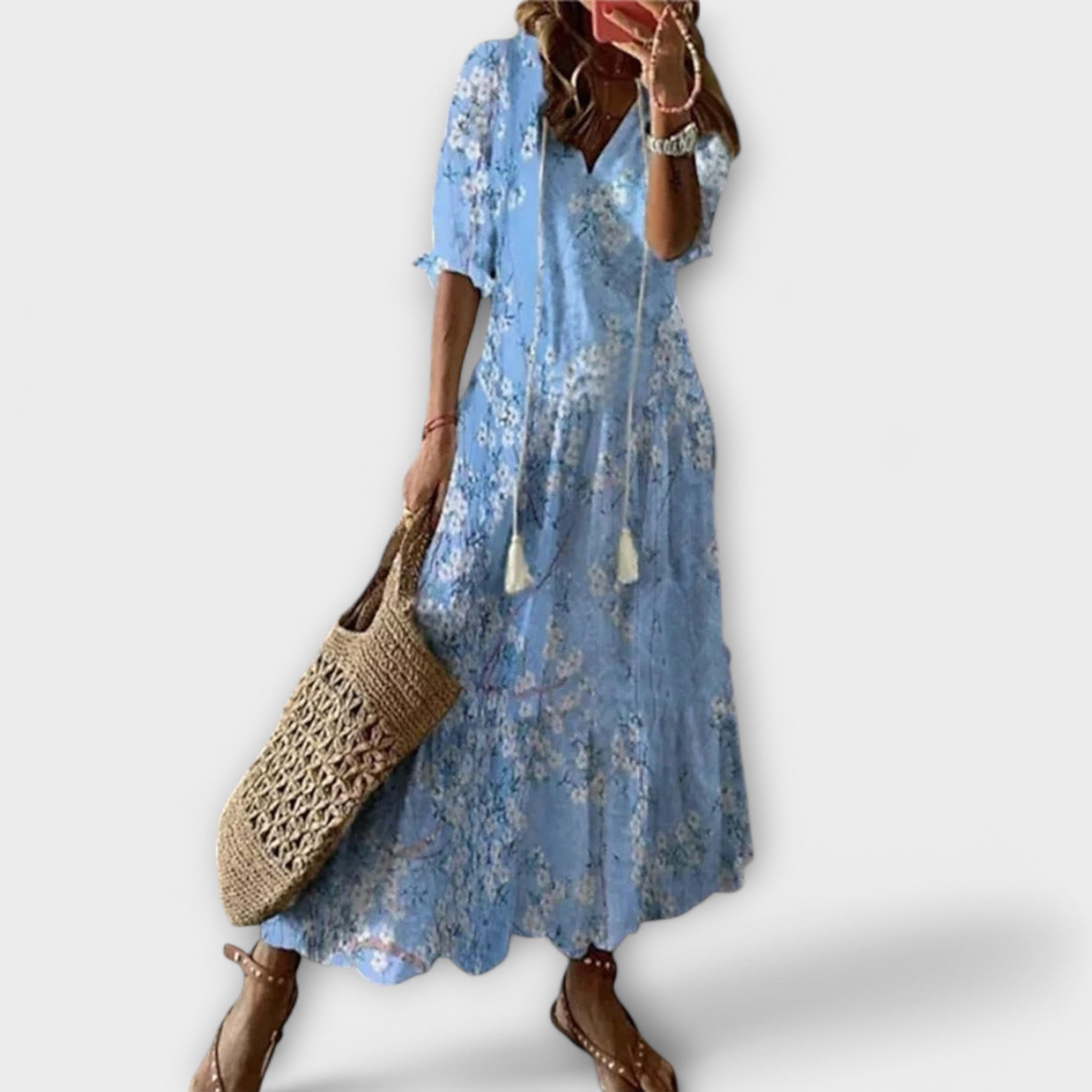 Yvana – Boho Maxikleid mit Ethnomuster
