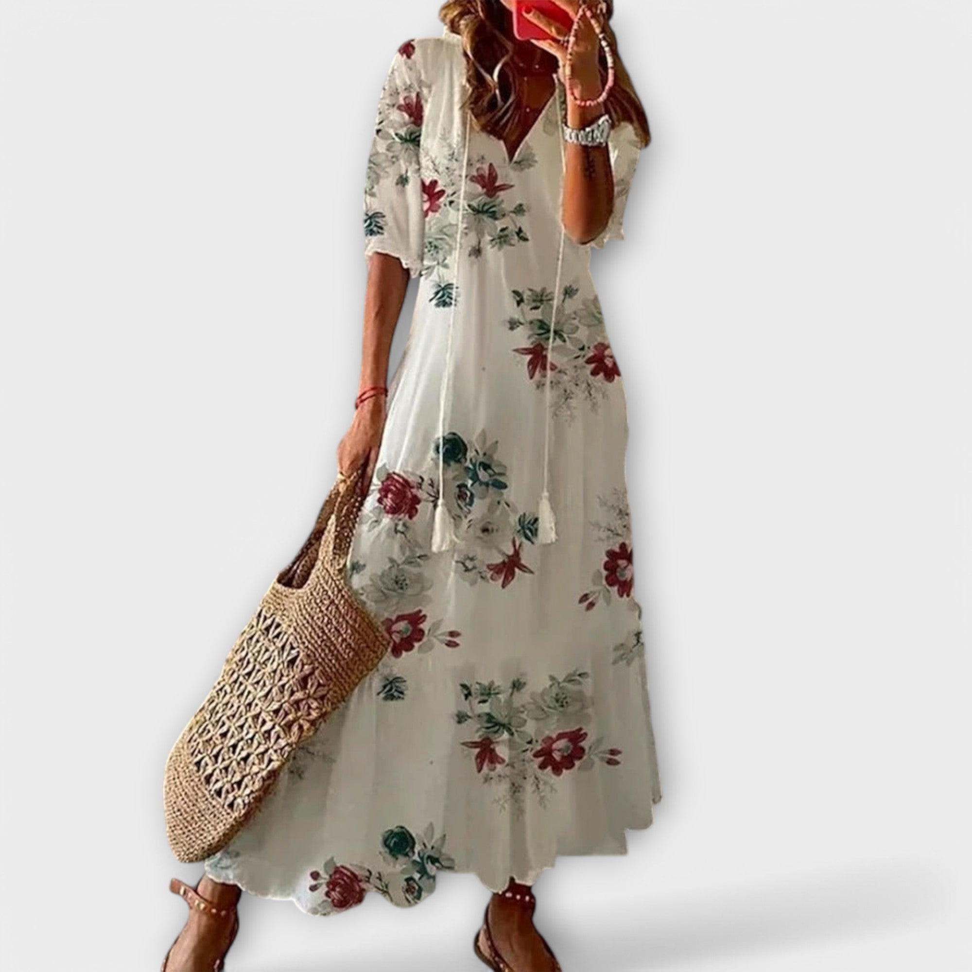 Yvana – Boho Maxikleid mit Ethnomuster