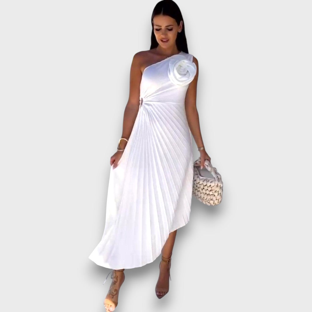 Lunelle – One-Shoulder Kleid mit Plisseerock - Emma Fioretti