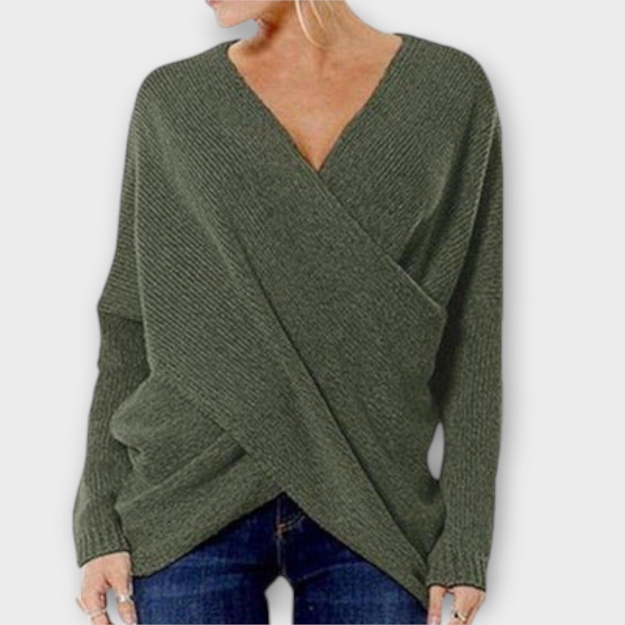 Hevelin – Gekreuzter Pullover mit V-Ausschnitt