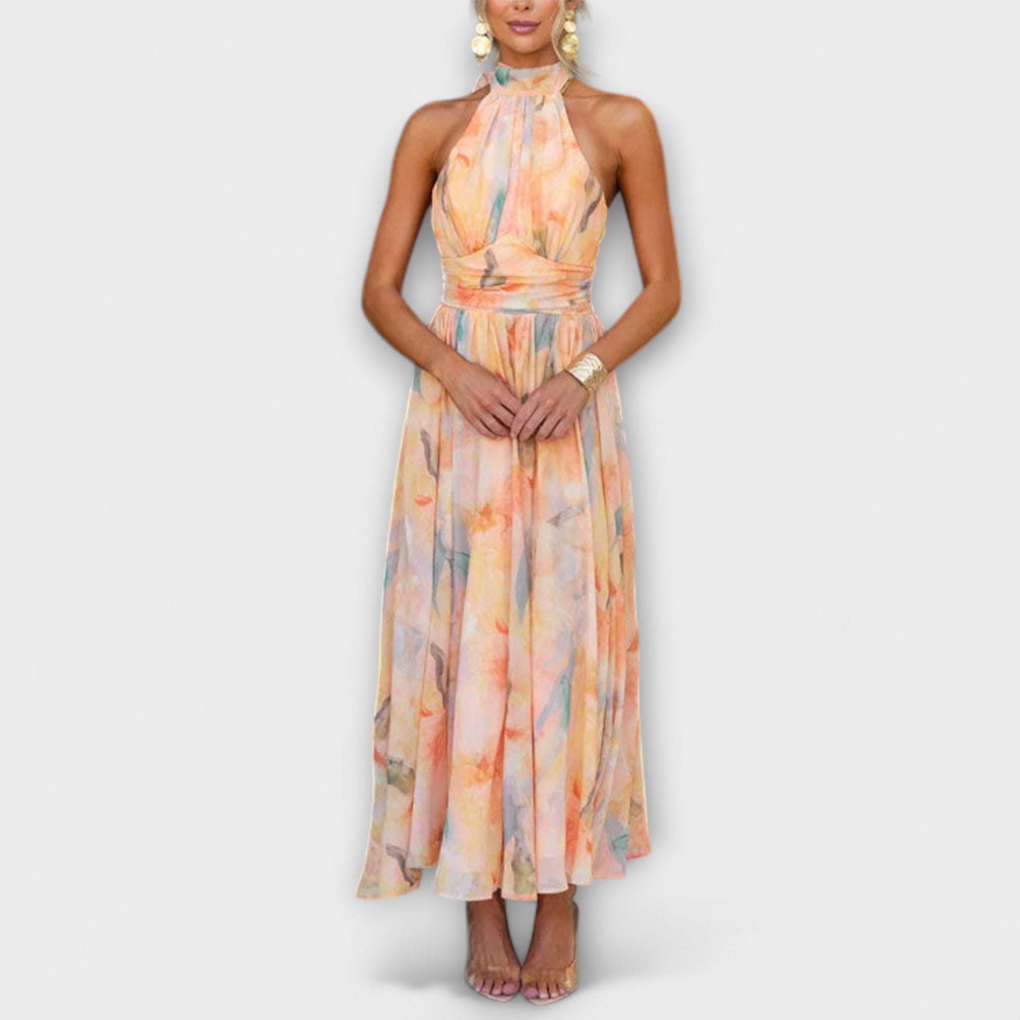 Eline – Fließendes Kleid mit Halsband-Ausschnitt