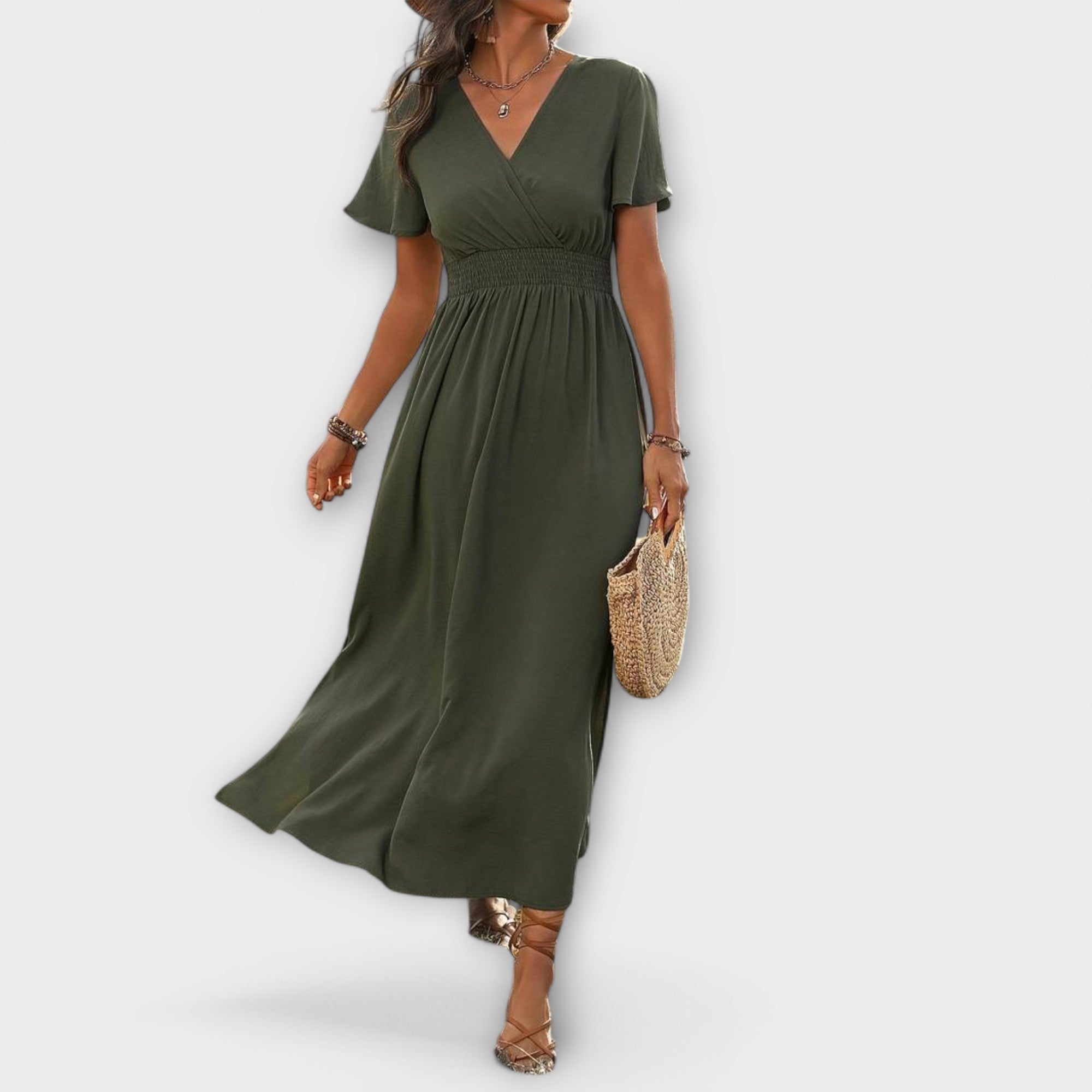 Alvera – Maxikleid mit Wickeleffekt und Seitenschlitz