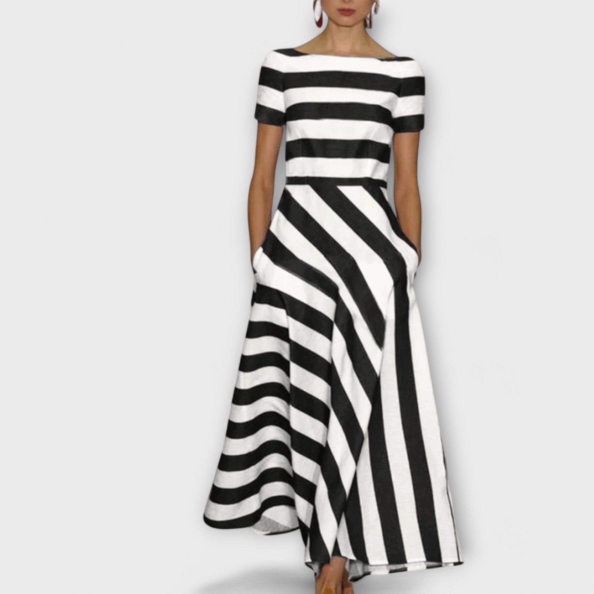Miriane – Elegantes Maxikleid mit Streifendetail