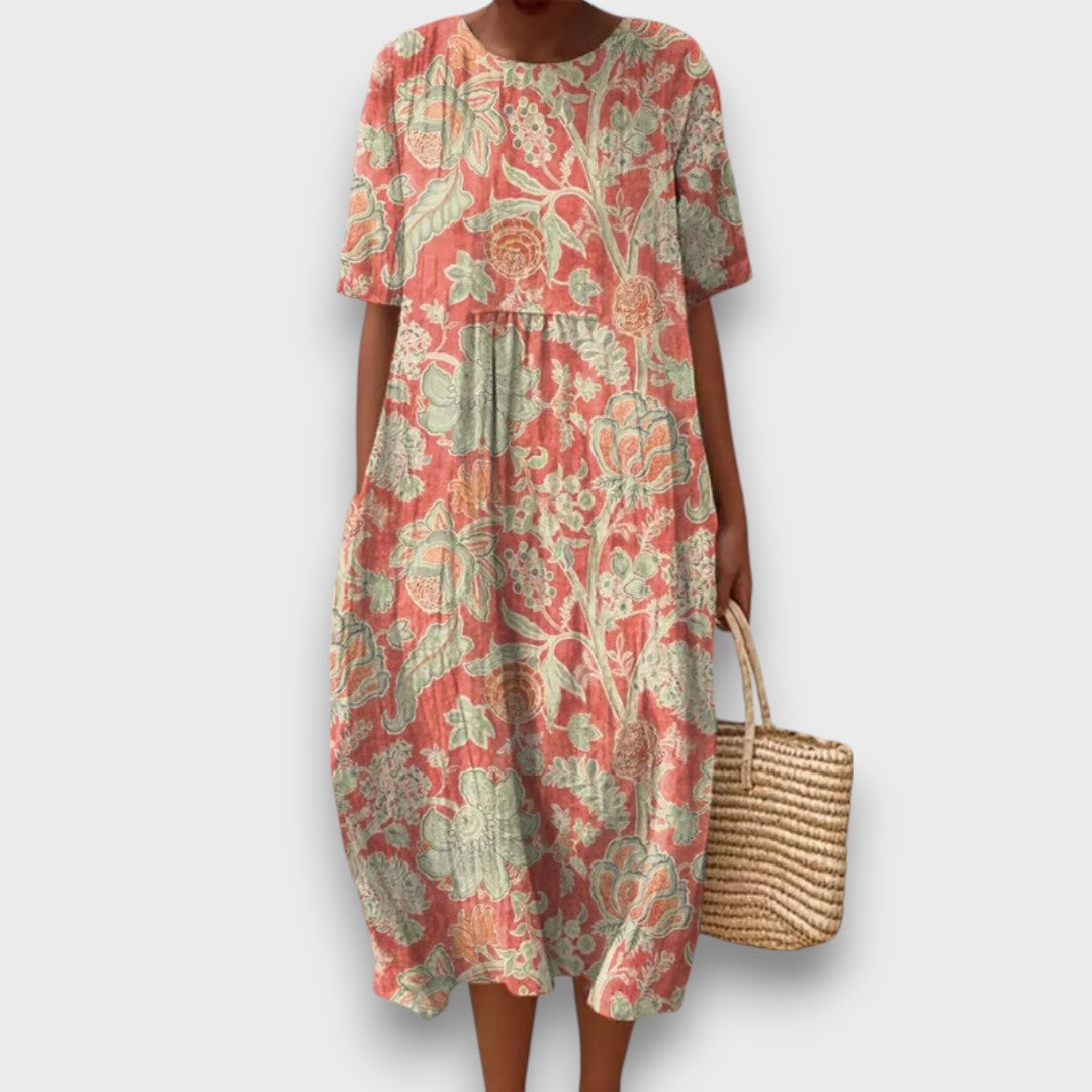Thaleia – Midikleid mit floralem Vintage-Muster