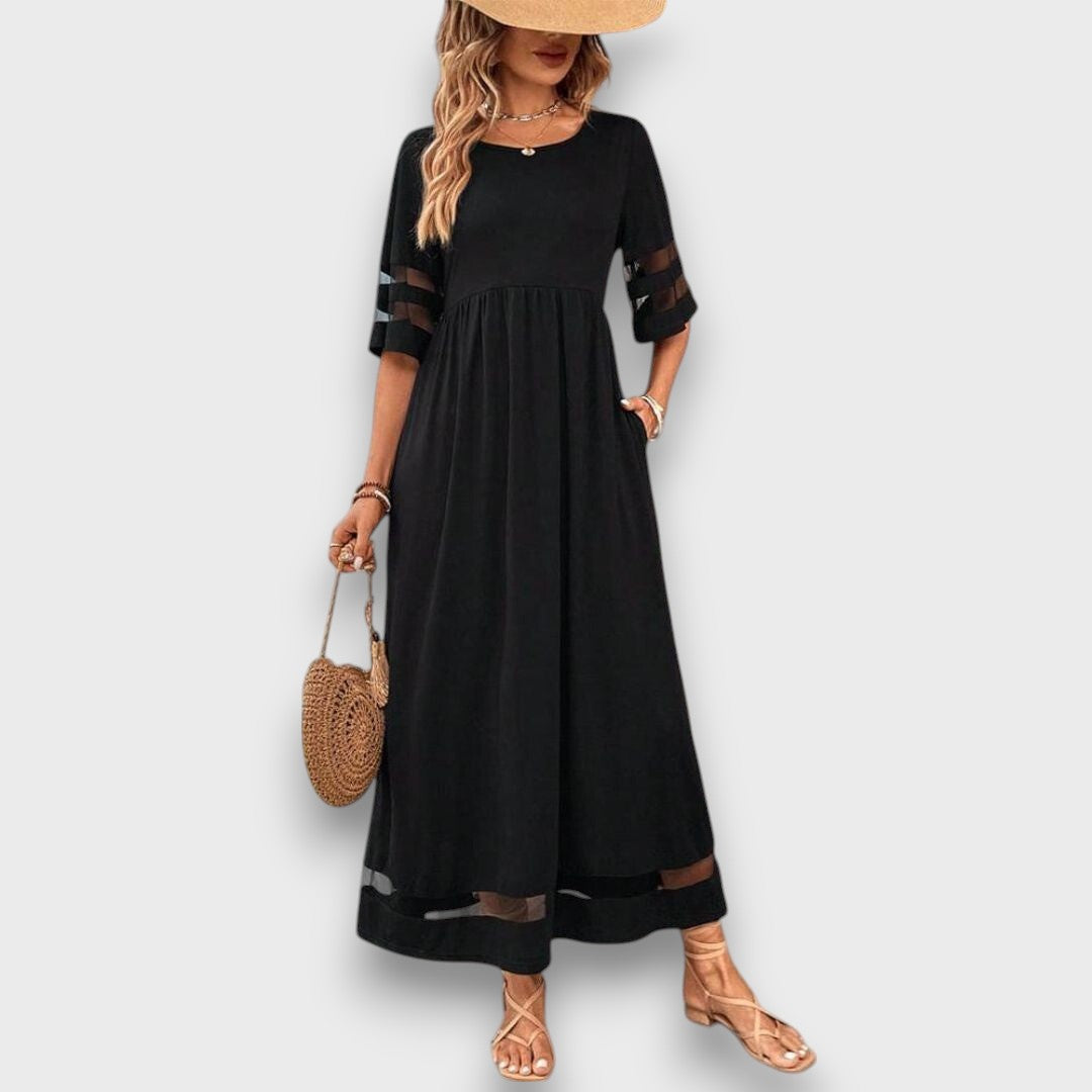 Lenava – Schwarzes Kleid mit transparenten Akzenten
