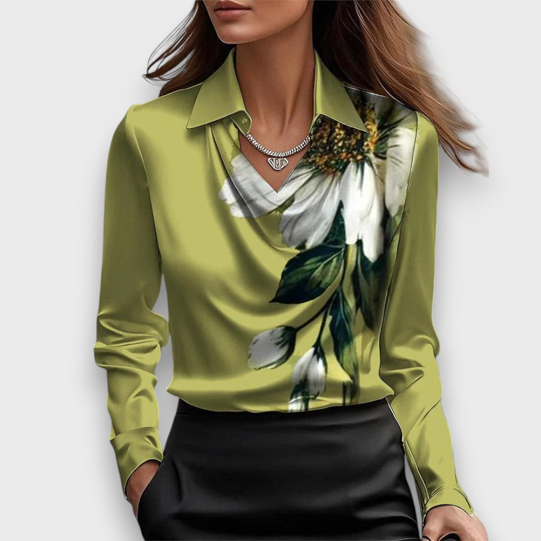 Melvine – Satiniert glänzende Bluse mit Drapierung - Emma Fioretti