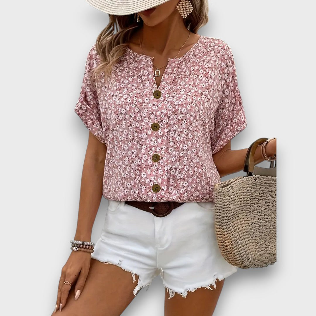 Mirena – Bluse mit floralem Muster und Knopfleiste - Emma Fioretti