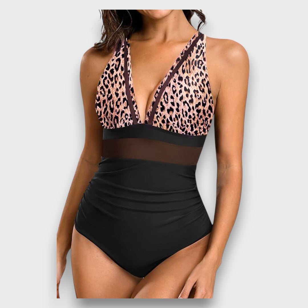 Liona – Badeanzug mit Animal Print und V-Ausschnitt - Emma Fioretti