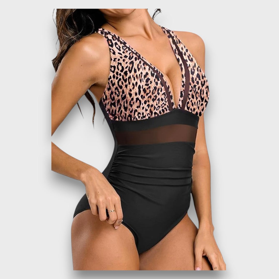 Liona – Badeanzug mit Animal Print und V-Ausschnitt - Emma Fioretti
