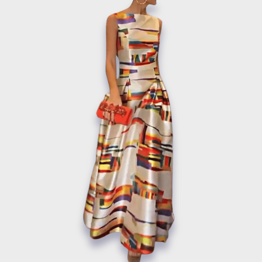 Miralyn – Elegantes Maxikleid mit künstlerischem Print