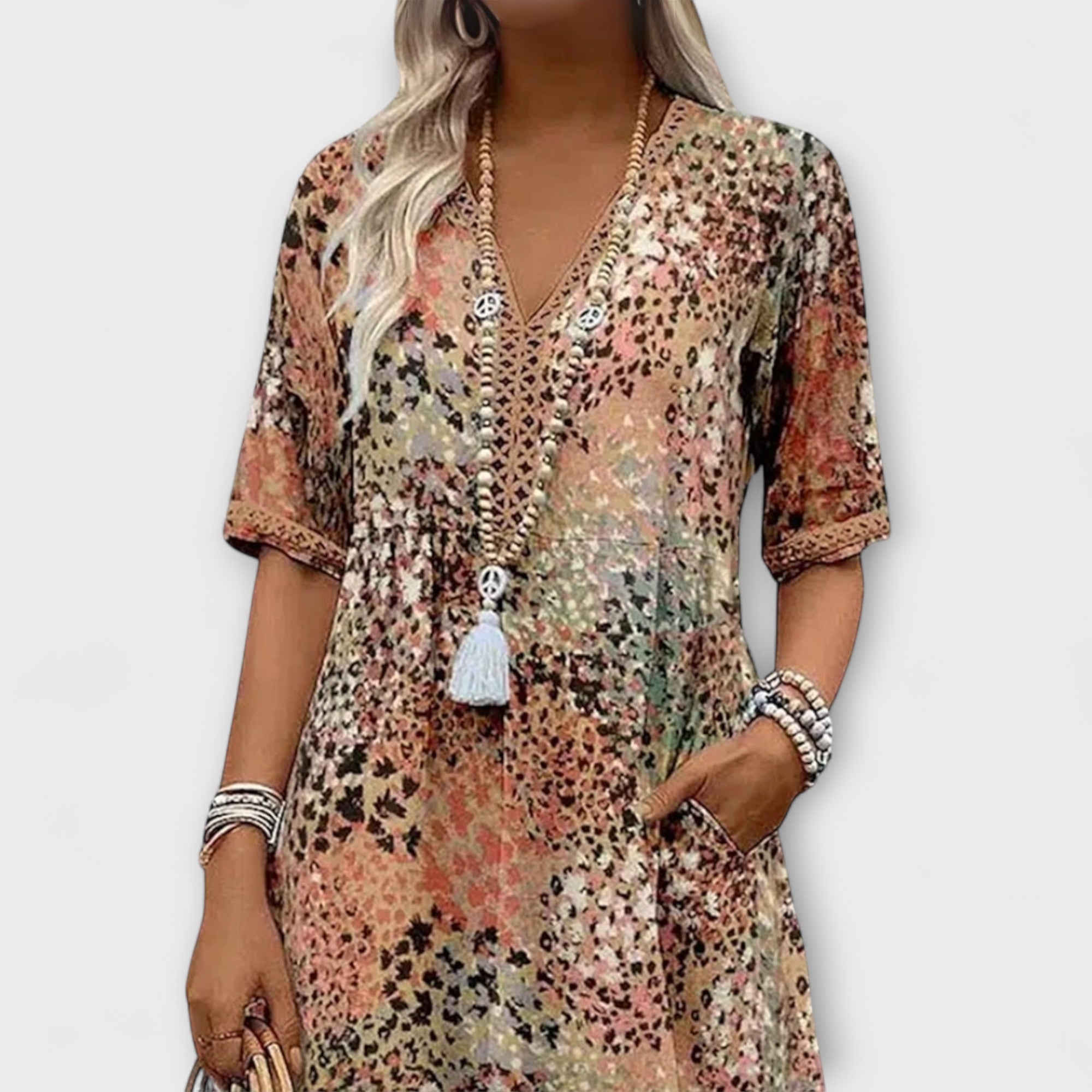 Ilona – Luftiges Kleid mit Aquarellmuster