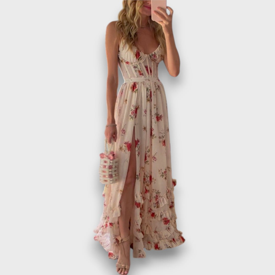 Nea – Langes Blumenkleid mit fließender Silhouette - Emma Fioretti