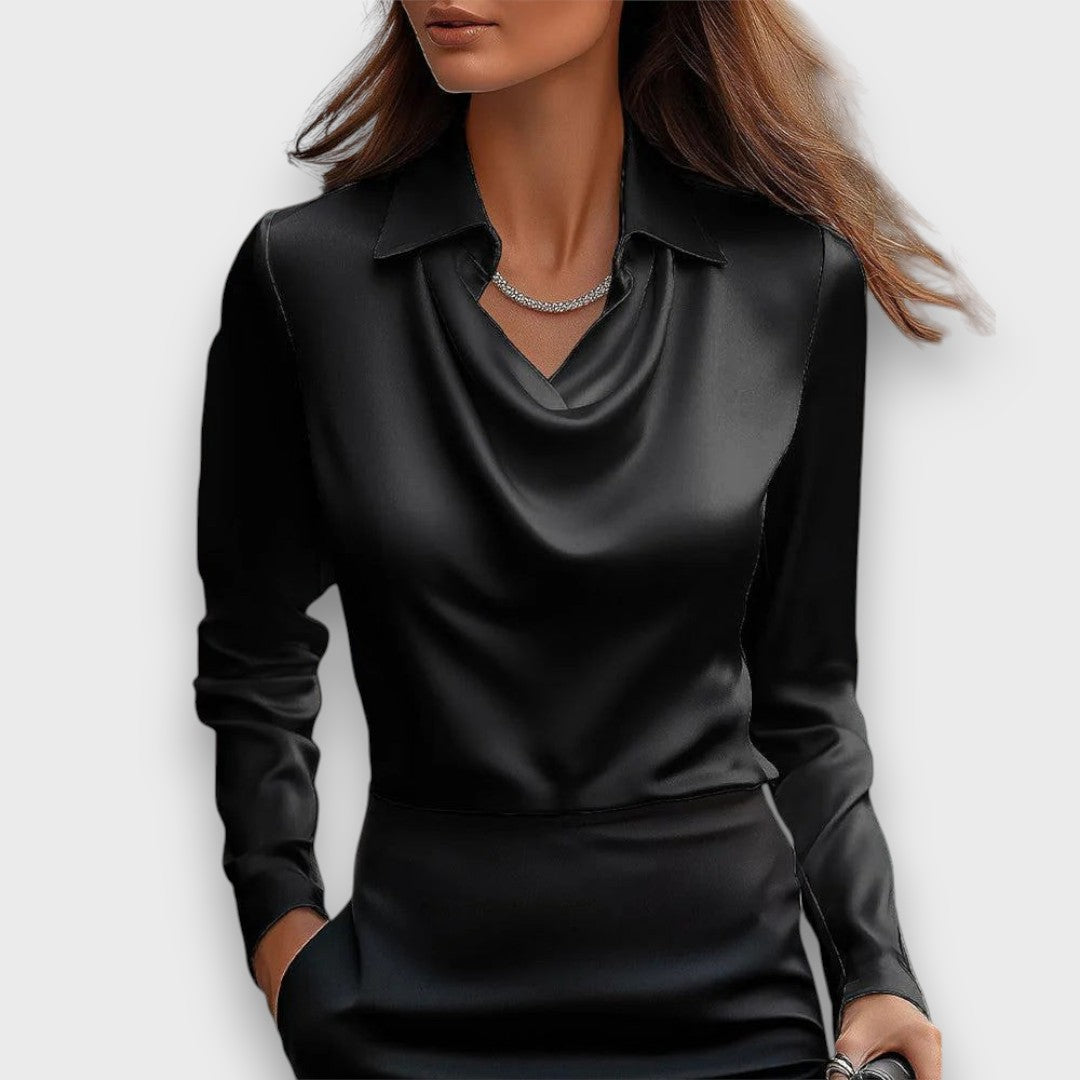 Melvine – Satiniert glänzende Bluse mit Drapierung - Emma Fioretti