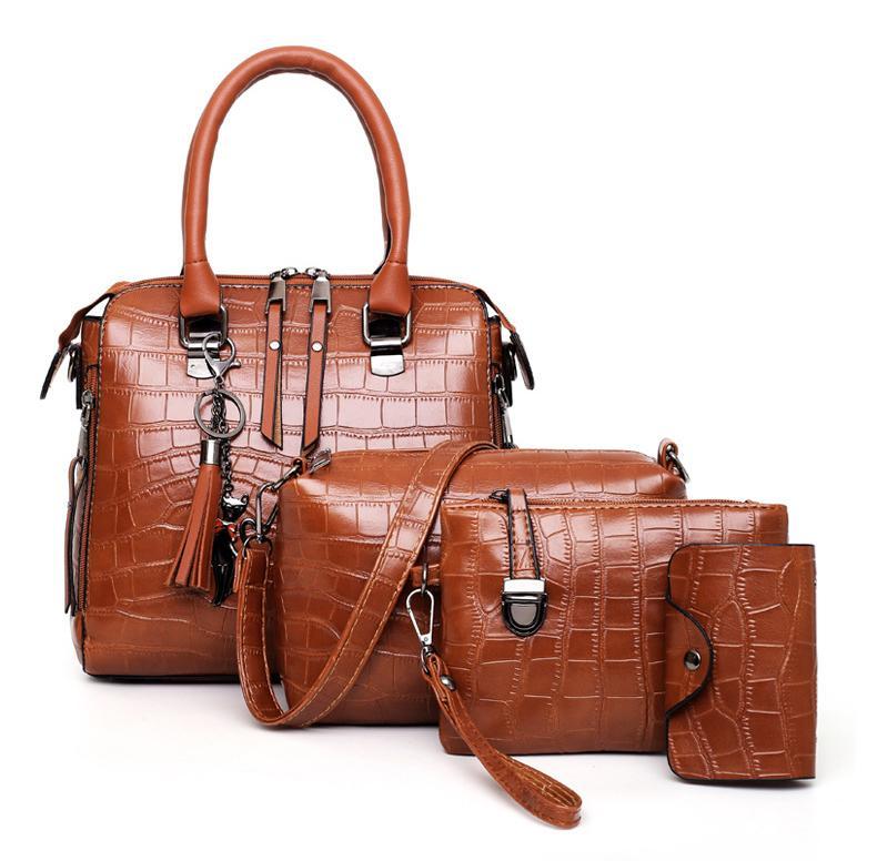 Varelia – 4-teiliges Taschenset mit Kroko-Struktur