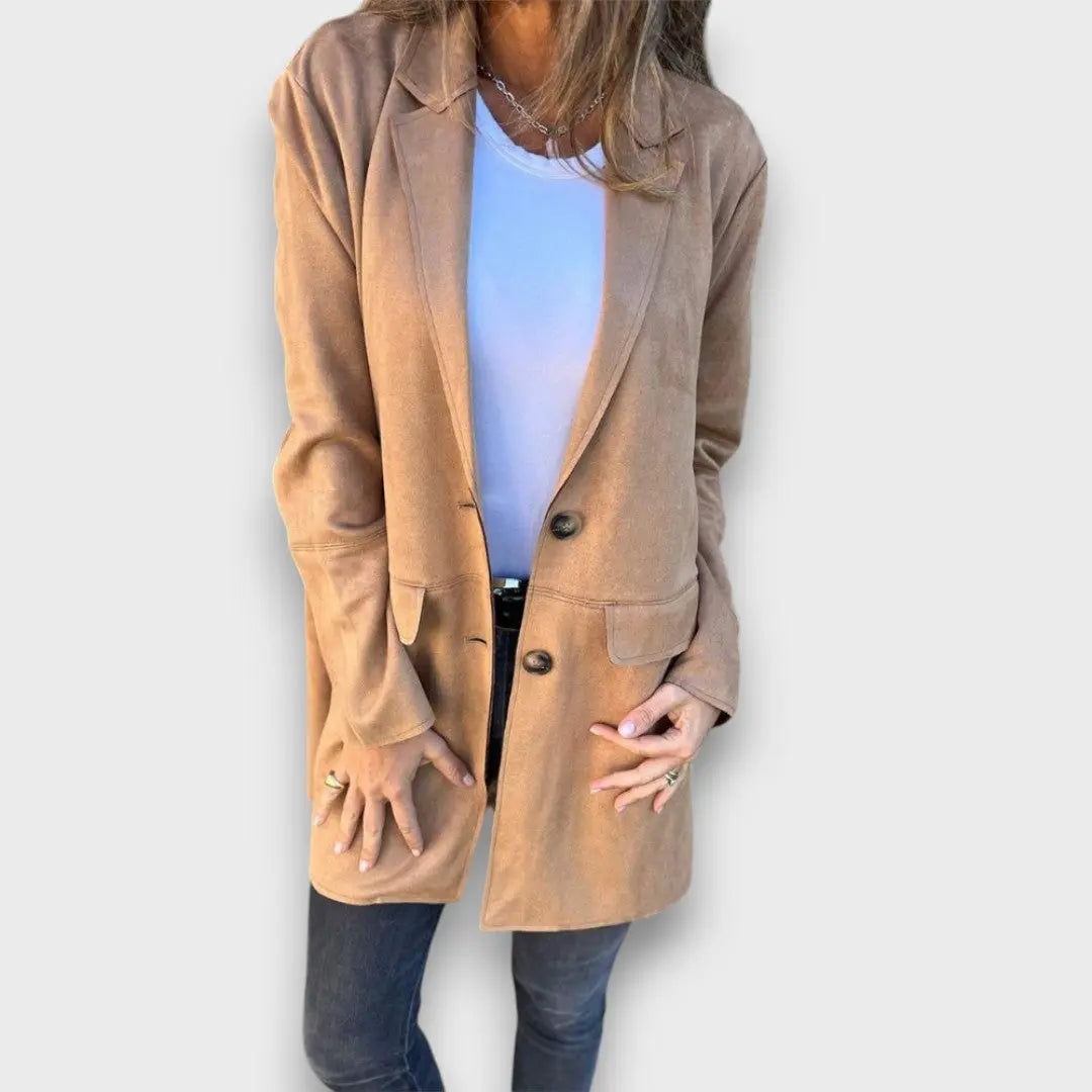 Eloise – Weicher Blazer-Cardigan in Camel - Emma Fioretti