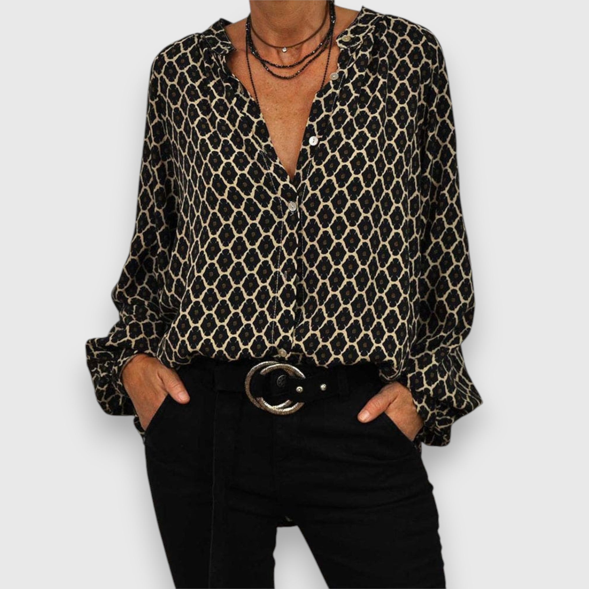 Melvia – Bluse mit modernem Muster Emma Fioretti