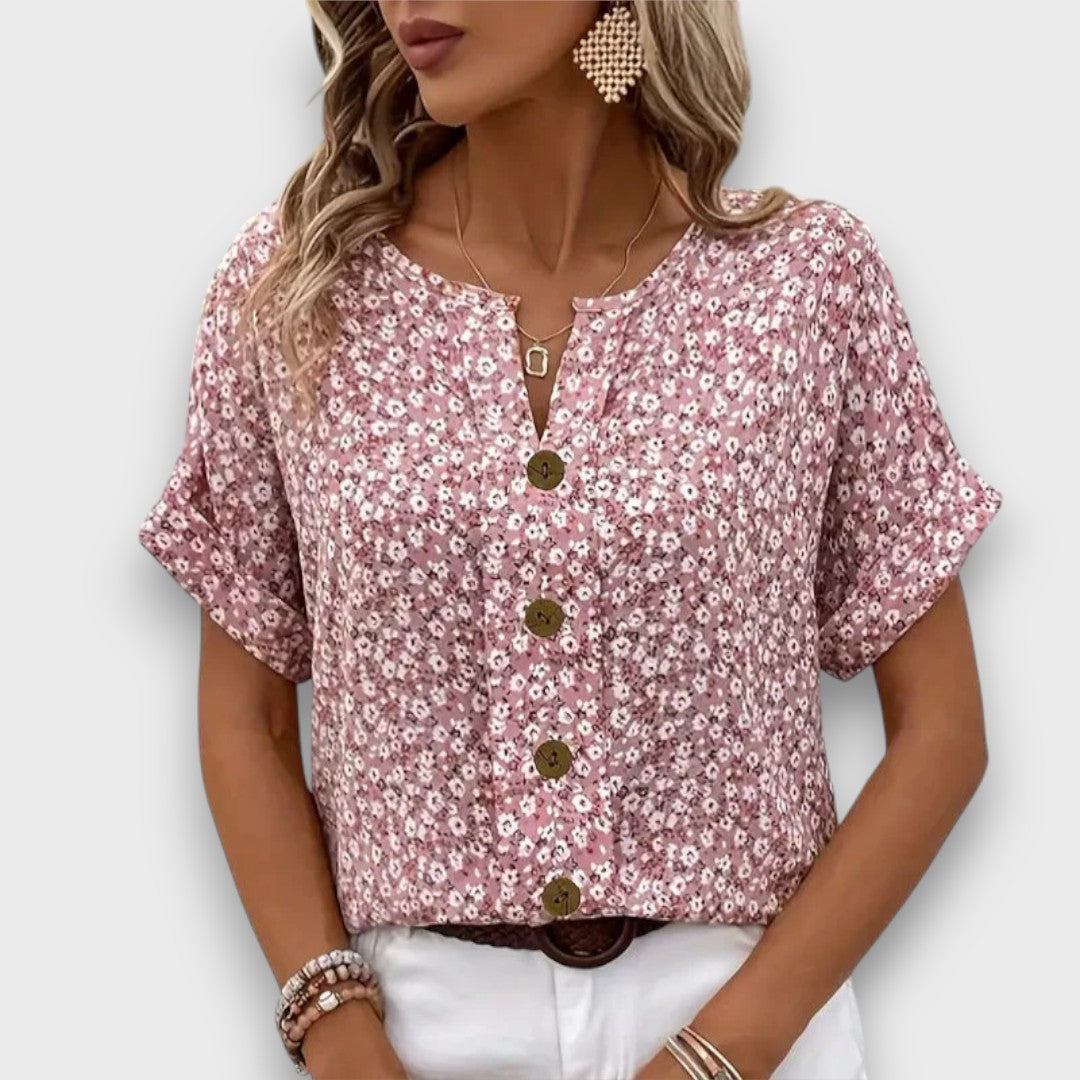 Mirena – Bluse mit floralem Muster und Knopfleiste - Emma Fioretti