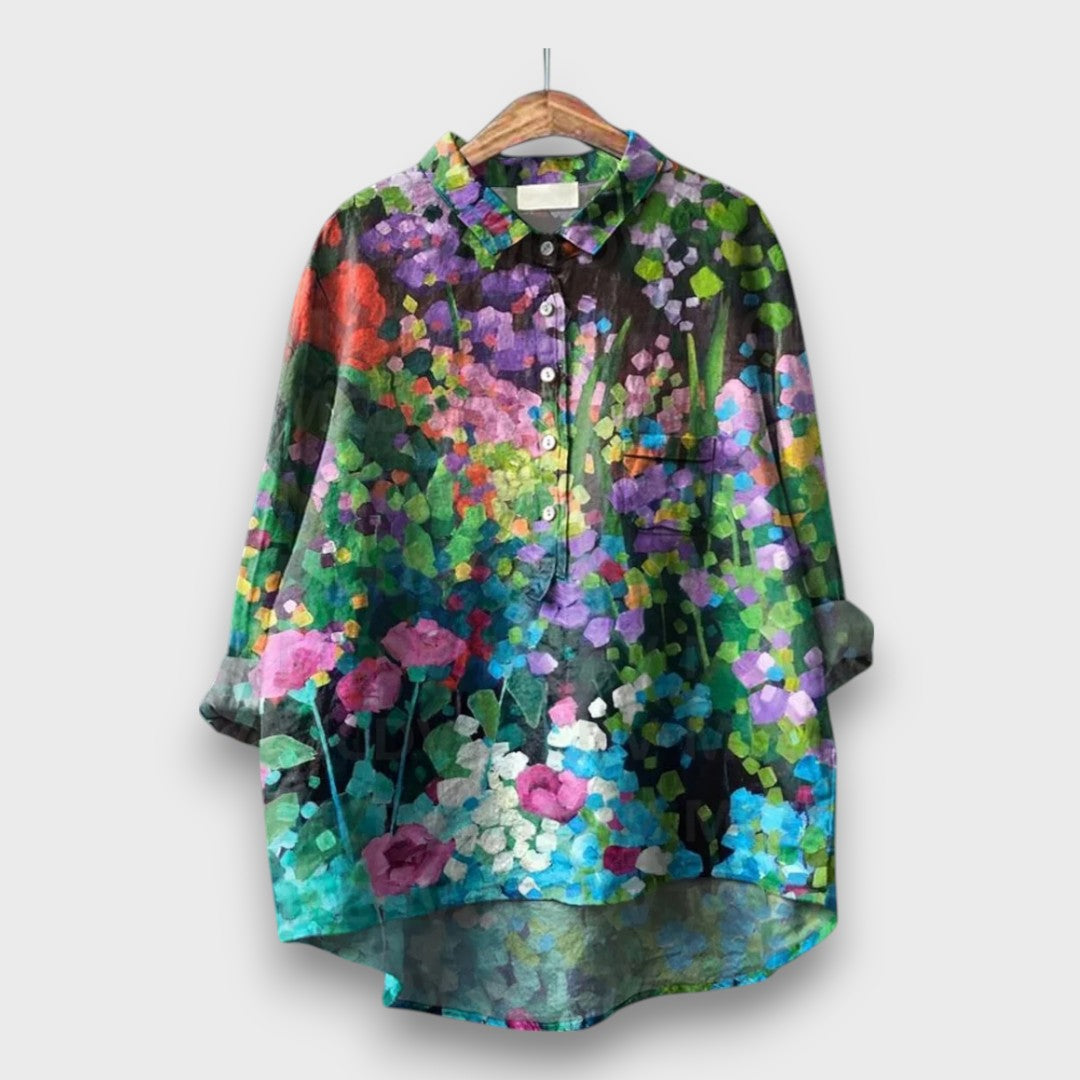 Elyra – Aquarell-Bluse in floraler Leichtigkeit