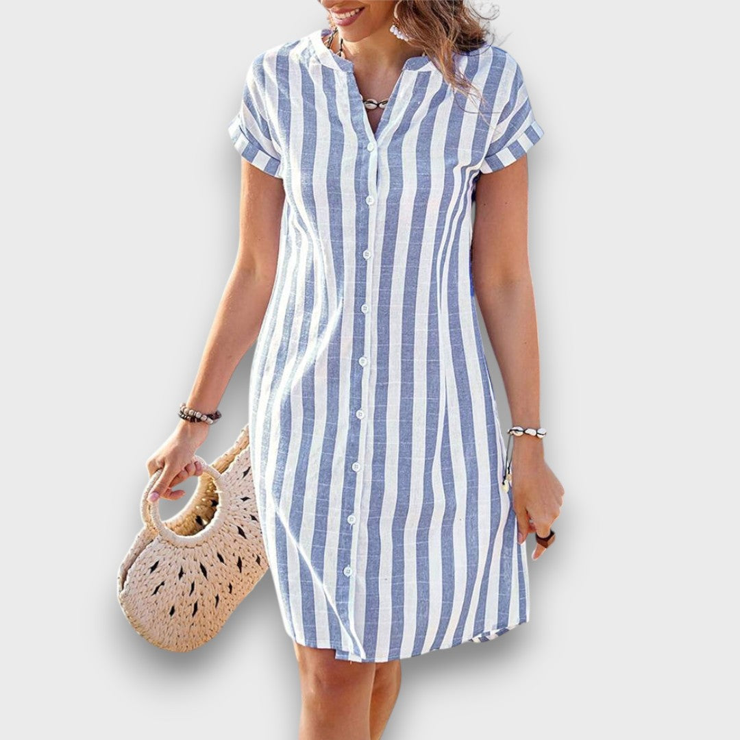 Martine – Gestreiftes Hemdblusenkleid mit Leichtigkeit Emma Fioretti