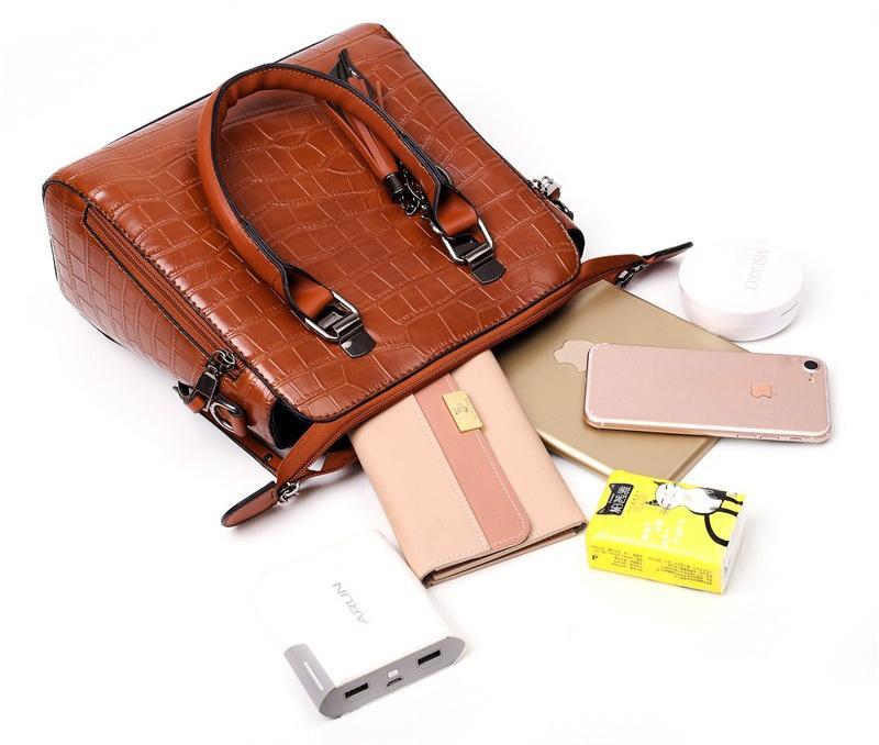 Varelia – 4-teiliges Taschenset mit Kroko-Struktur