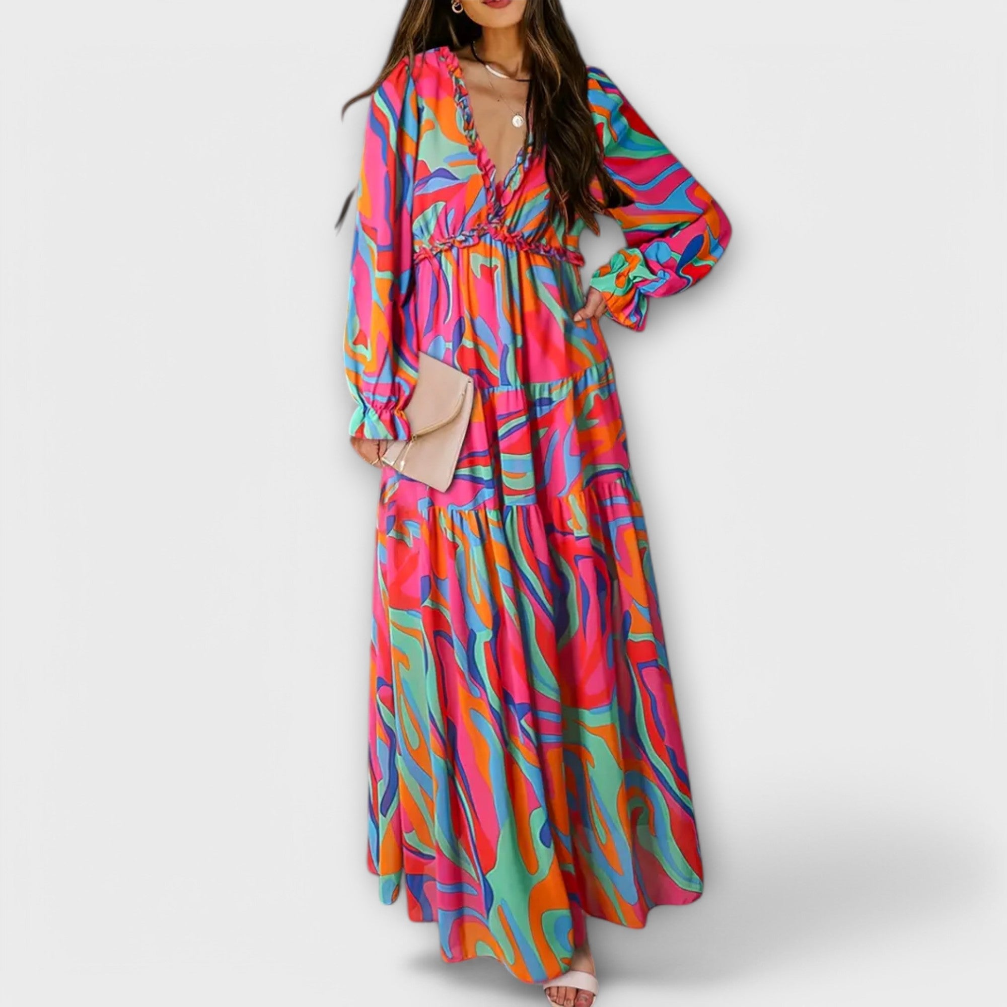 Helia – Maxikleid mit floraler Eleganz
