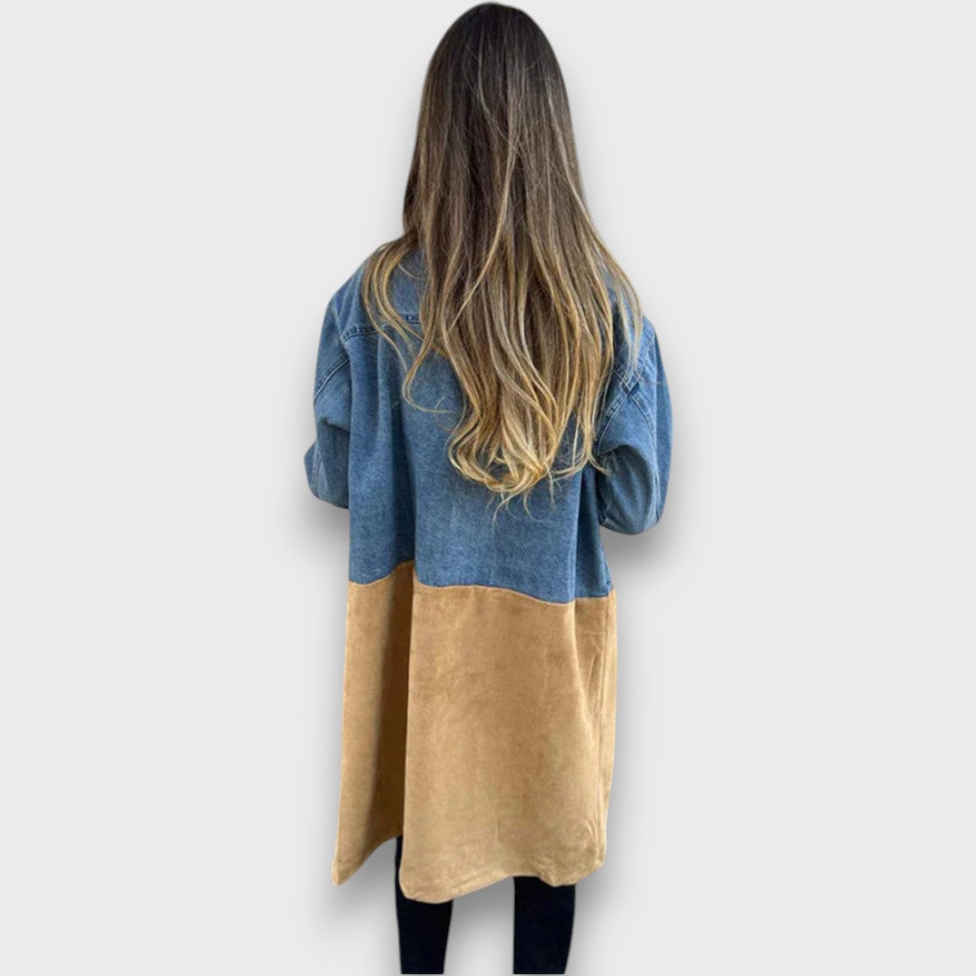 Ariana – Mantel aus Denim &amp; Veloursleder-Optik Emma Fioretti