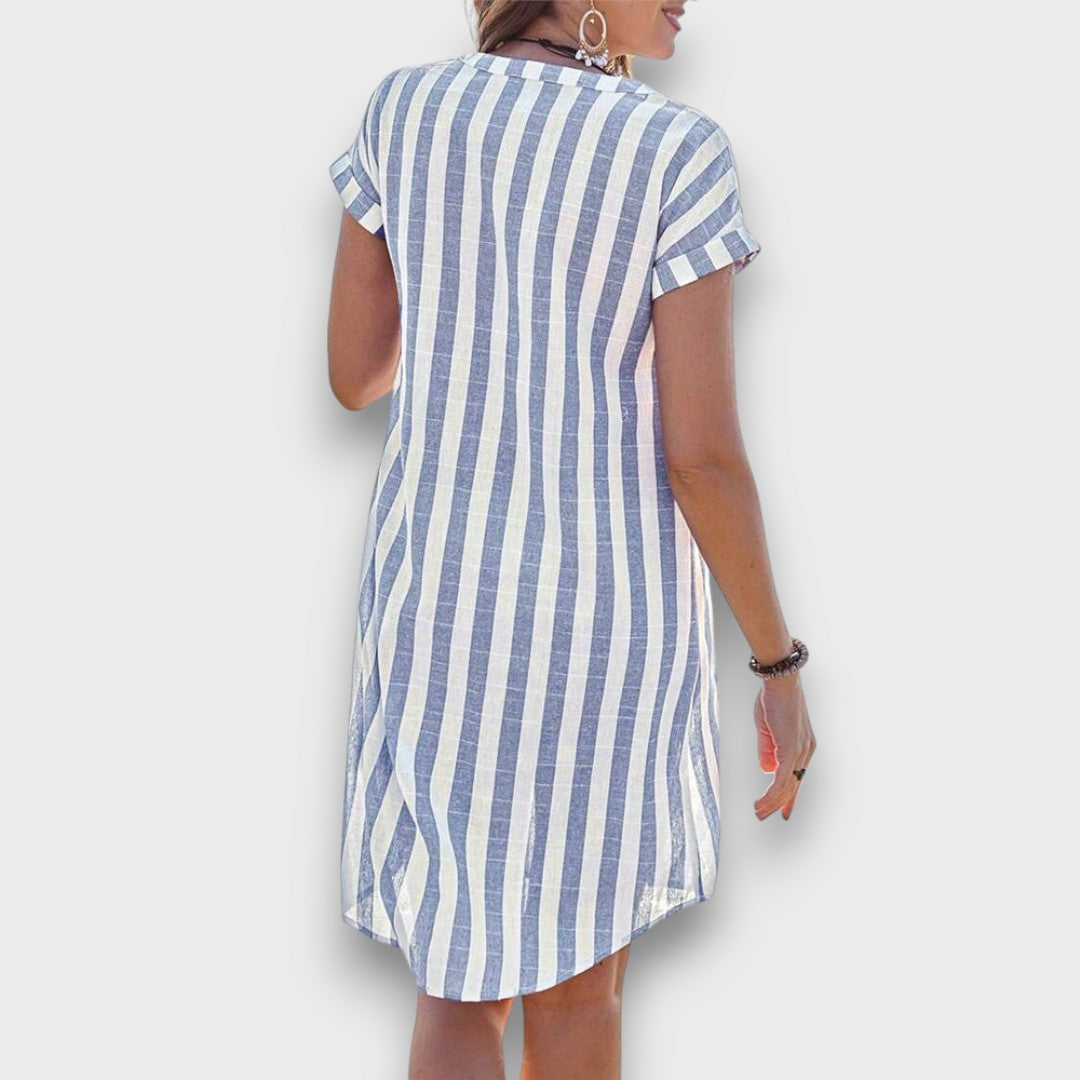 Martine – Gestreiftes Hemdblusenkleid mit Leichtigkeit Emma Fioretti