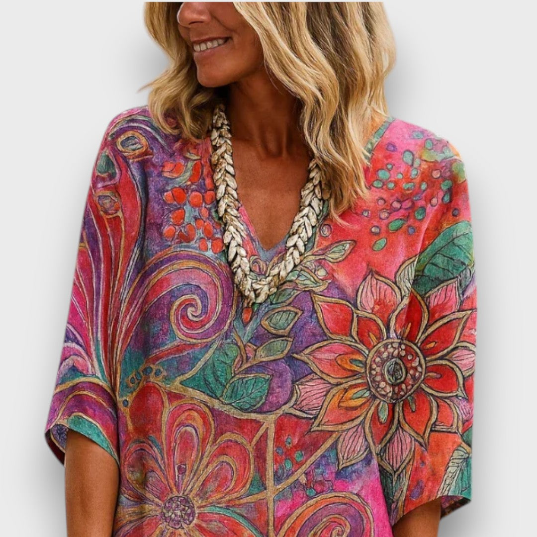 Akam – Sommerkleid mit floral-abstraktem Print - Emma Fioretti