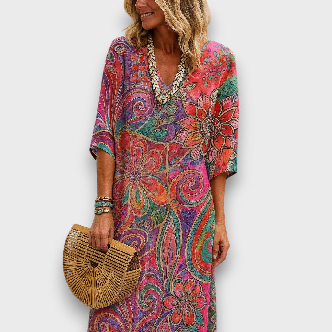 Akam – Sommerkleid mit floral-abstraktem Print - Emma Fioretti