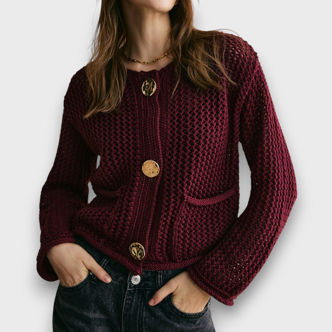 Jessa – Strick-Cardigan in Burgunderrot Emma Fioretti