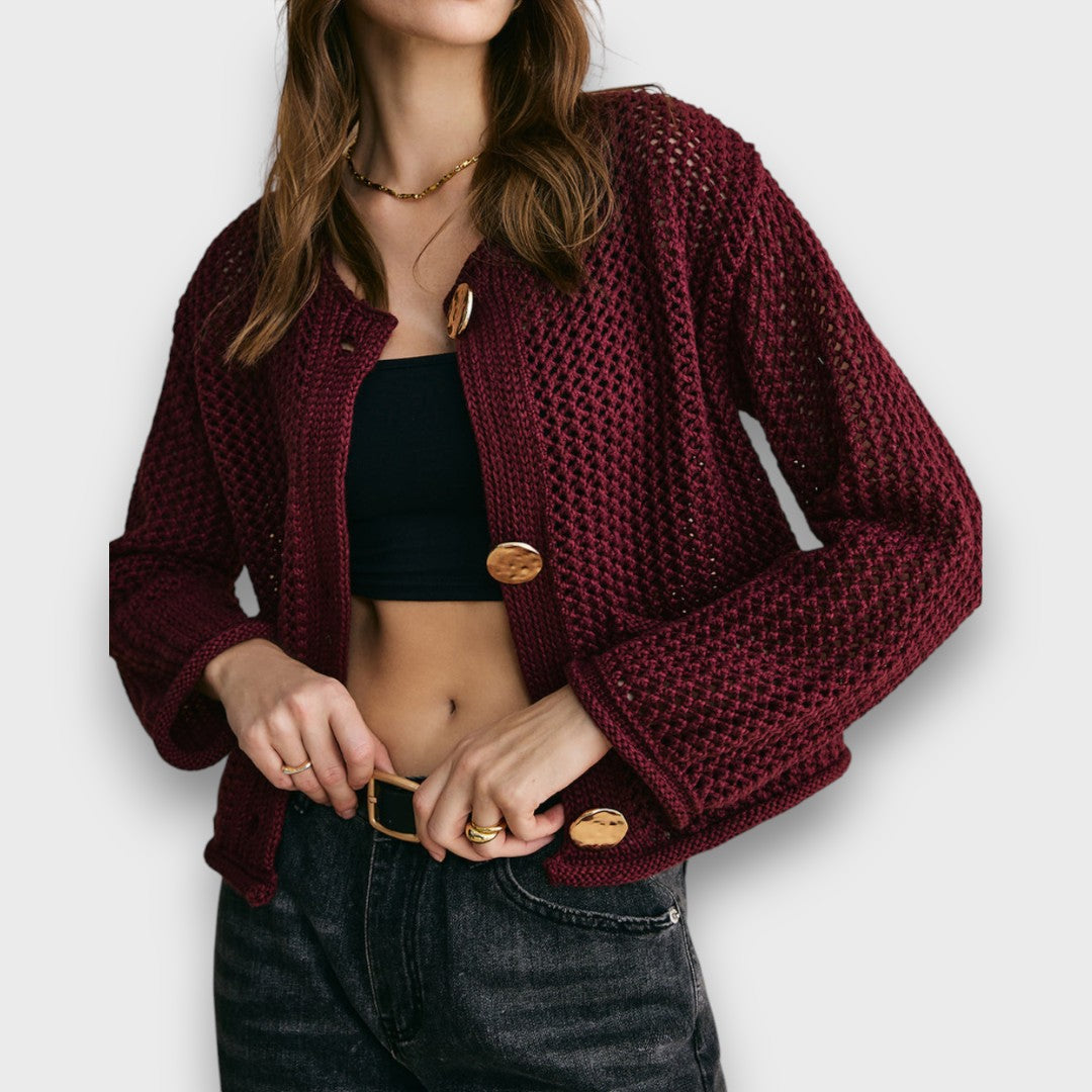 Jessa – Strick-Cardigan in Burgunderrot Emma Fioretti