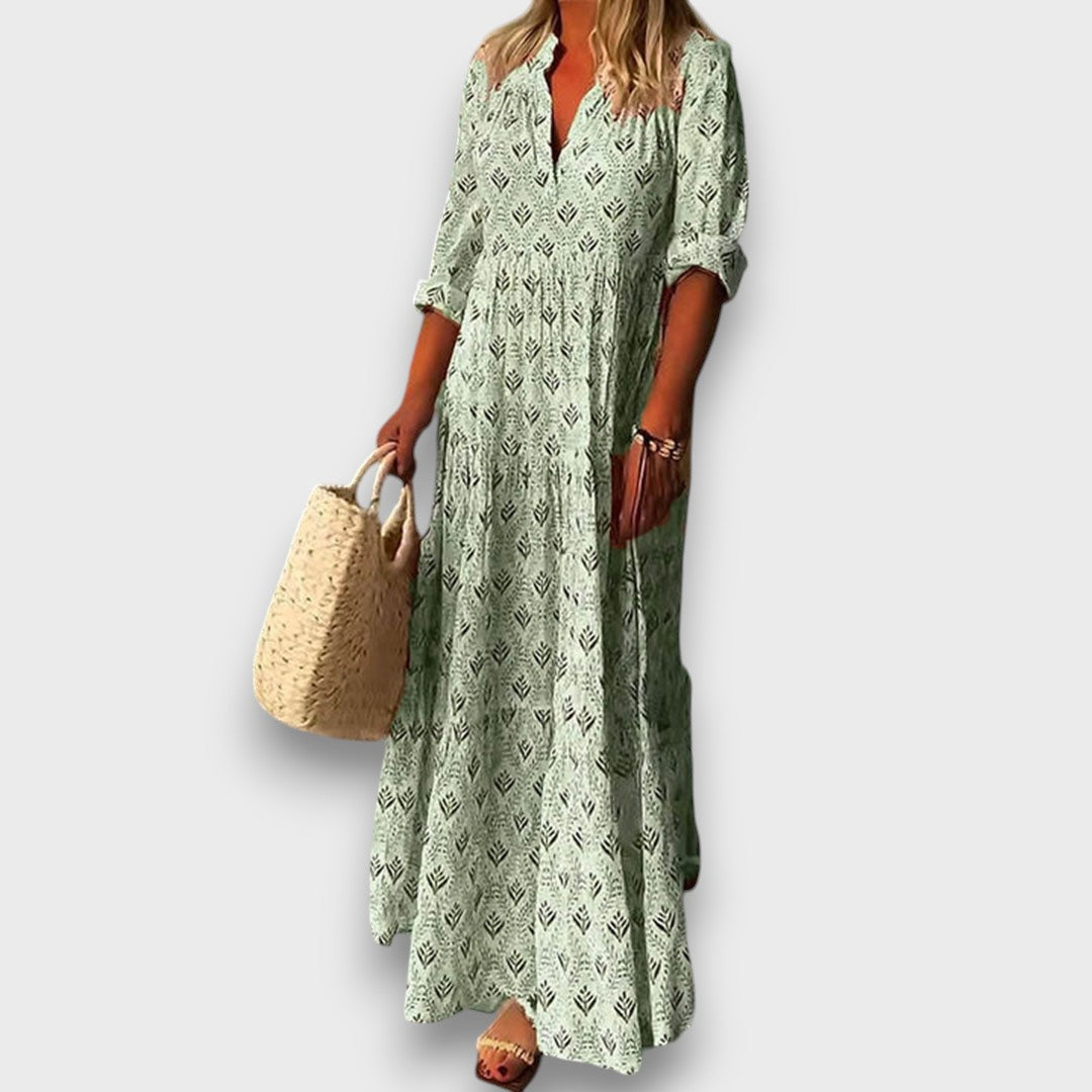 Seriva – Fließendes Maxikleid mit feinem Ethno-Flair