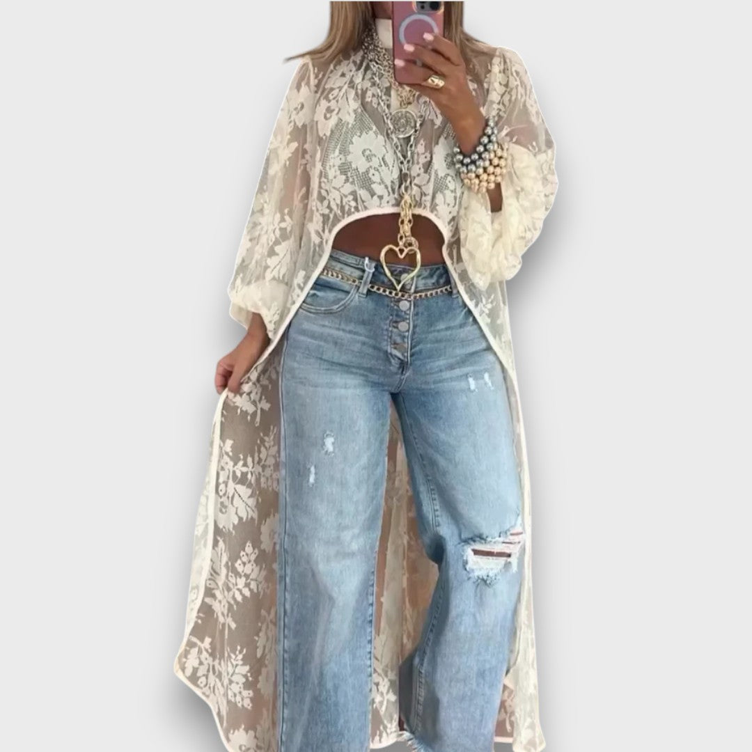 Maiva – Lange Bluse aus transparenter Spitze - Emma Fioretti