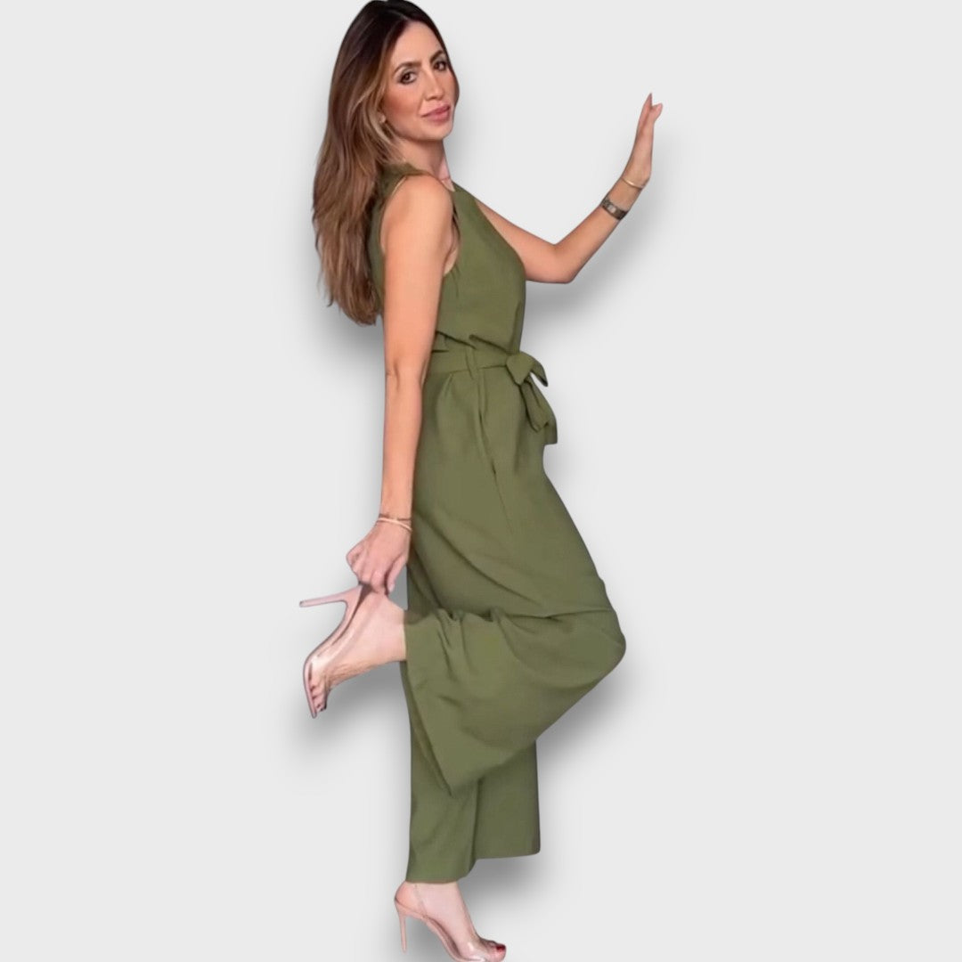 Delia – Jumpsuit mit Taillenschleife und weitem Bein - Emma Fioretti