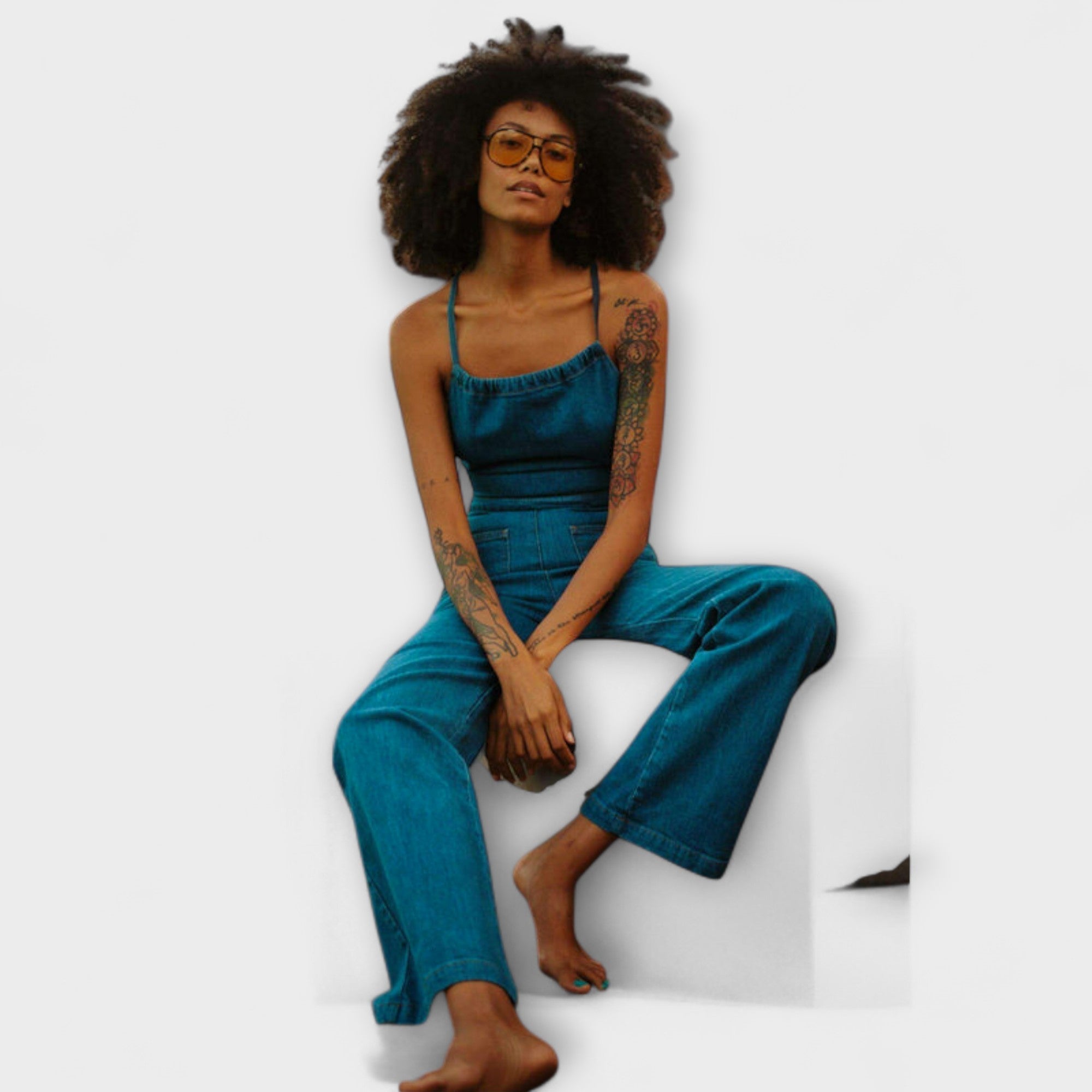 Ardena – Denim-Jumpsuit mit offenem Rücken