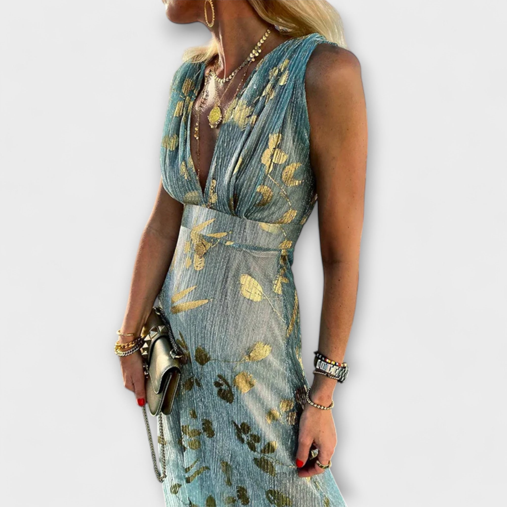 Almera – Leichtes Maxikleid mit goldenen Reflexen