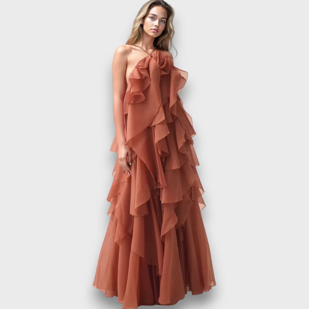 Arvella – Rüschenkleid mit Halterneck Emma Fioretti