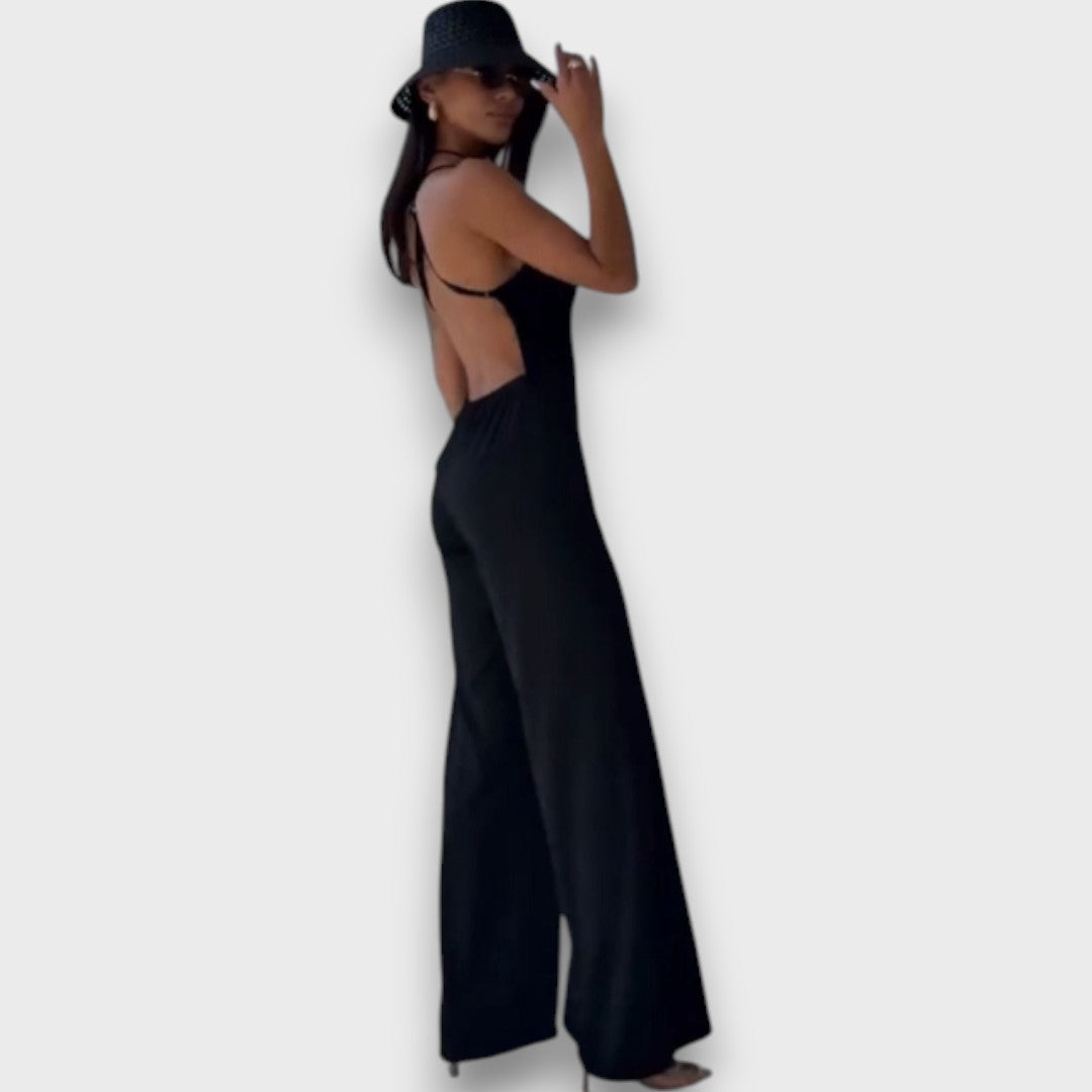 Ravie – Schwarzer Jumpsuit mit Rückenausschnitt - Emma Fioretti