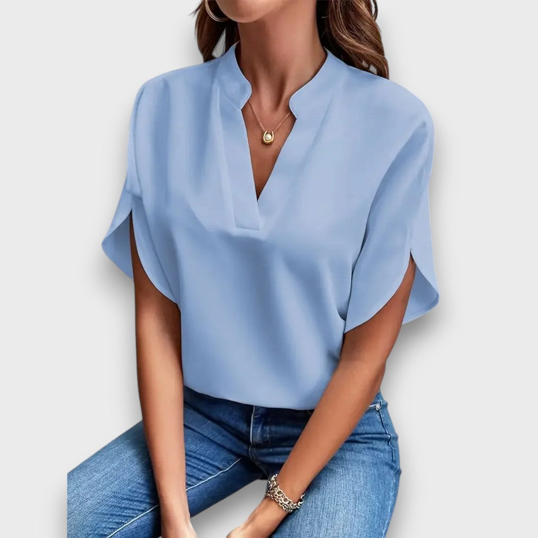 Lunelle – Bluse mit V-Ausschnitt und fließender Form - Emma Fioretti