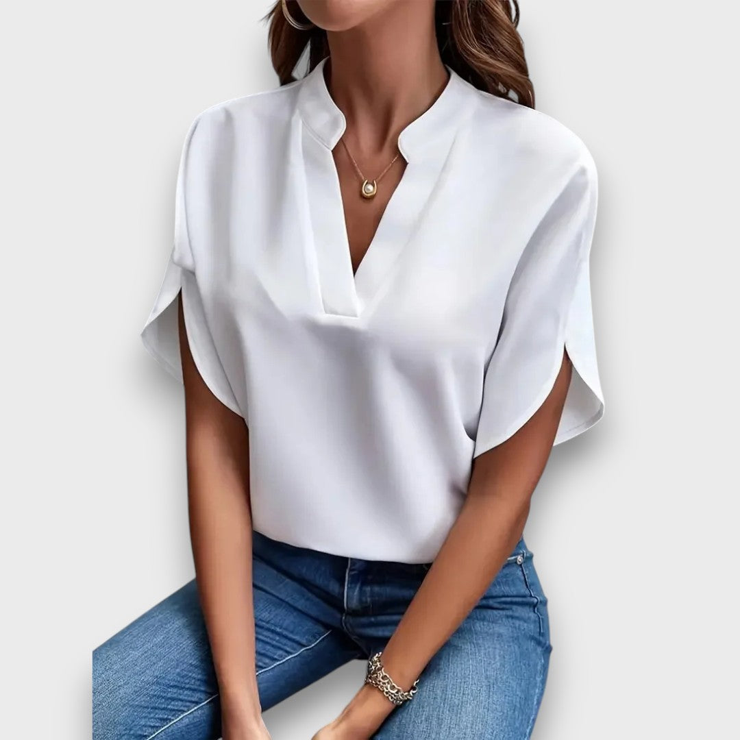 Lunelle – Bluse mit V-Ausschnitt und fließender Form - Emma Fioretti
