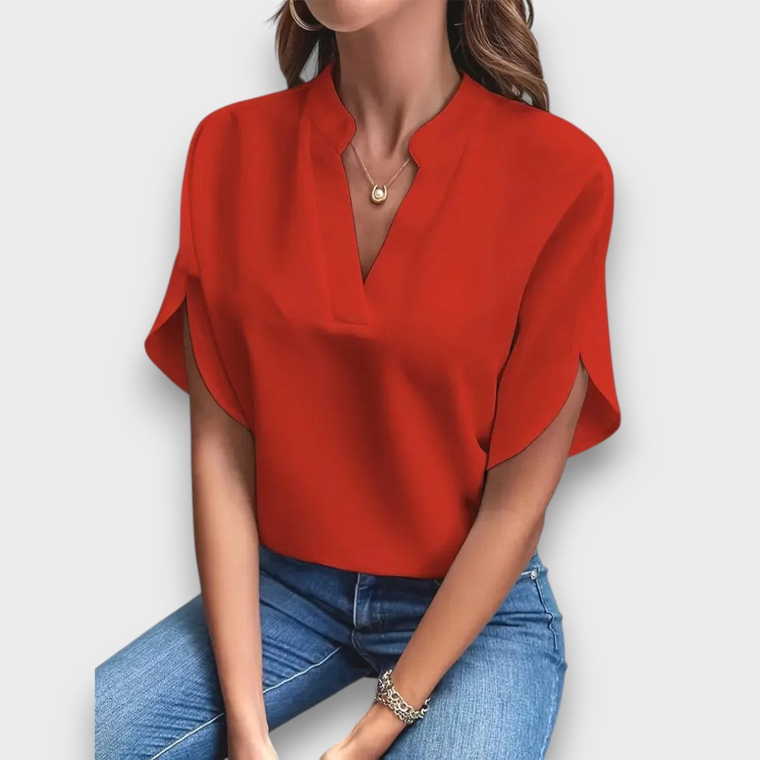 Lunelle – Bluse mit V-Ausschnitt und fließender Form - Emma Fioretti
