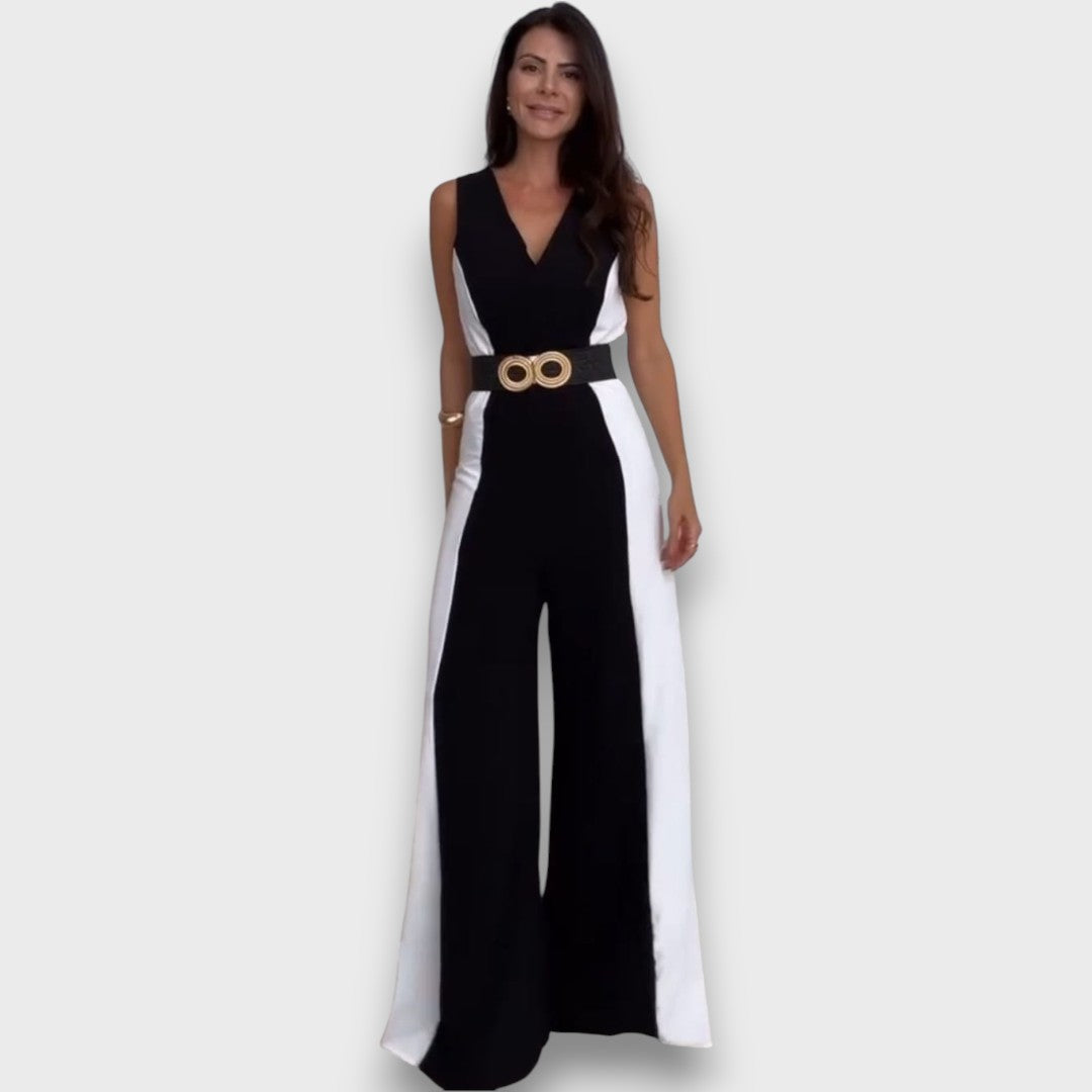 Celestine – Zweifarbiger Jumpsuit mit Taillengürtel - Emma Fioretti