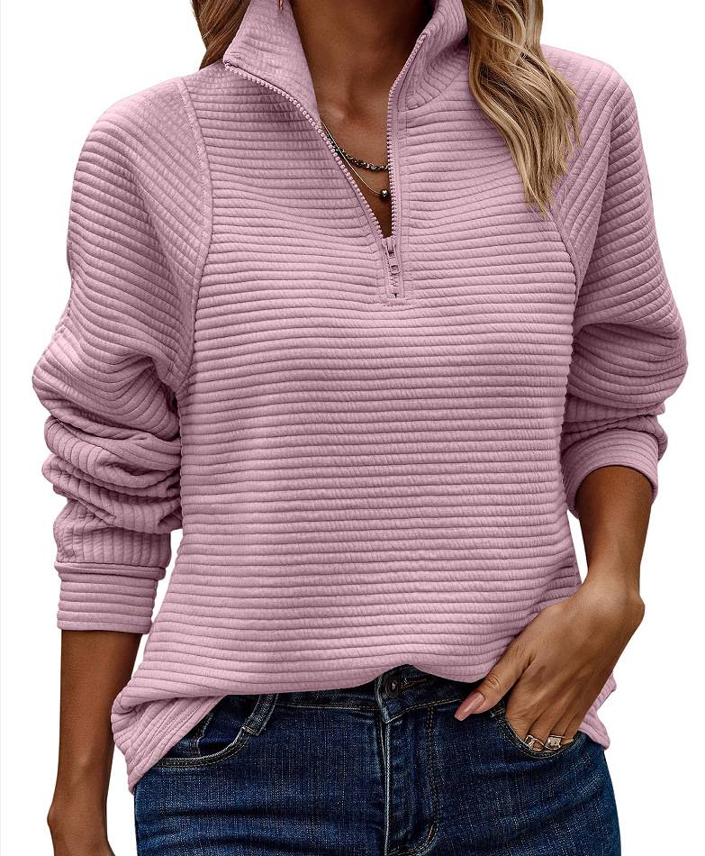 Alenia – Halfzip-Pullover mit V-Ausschnitt