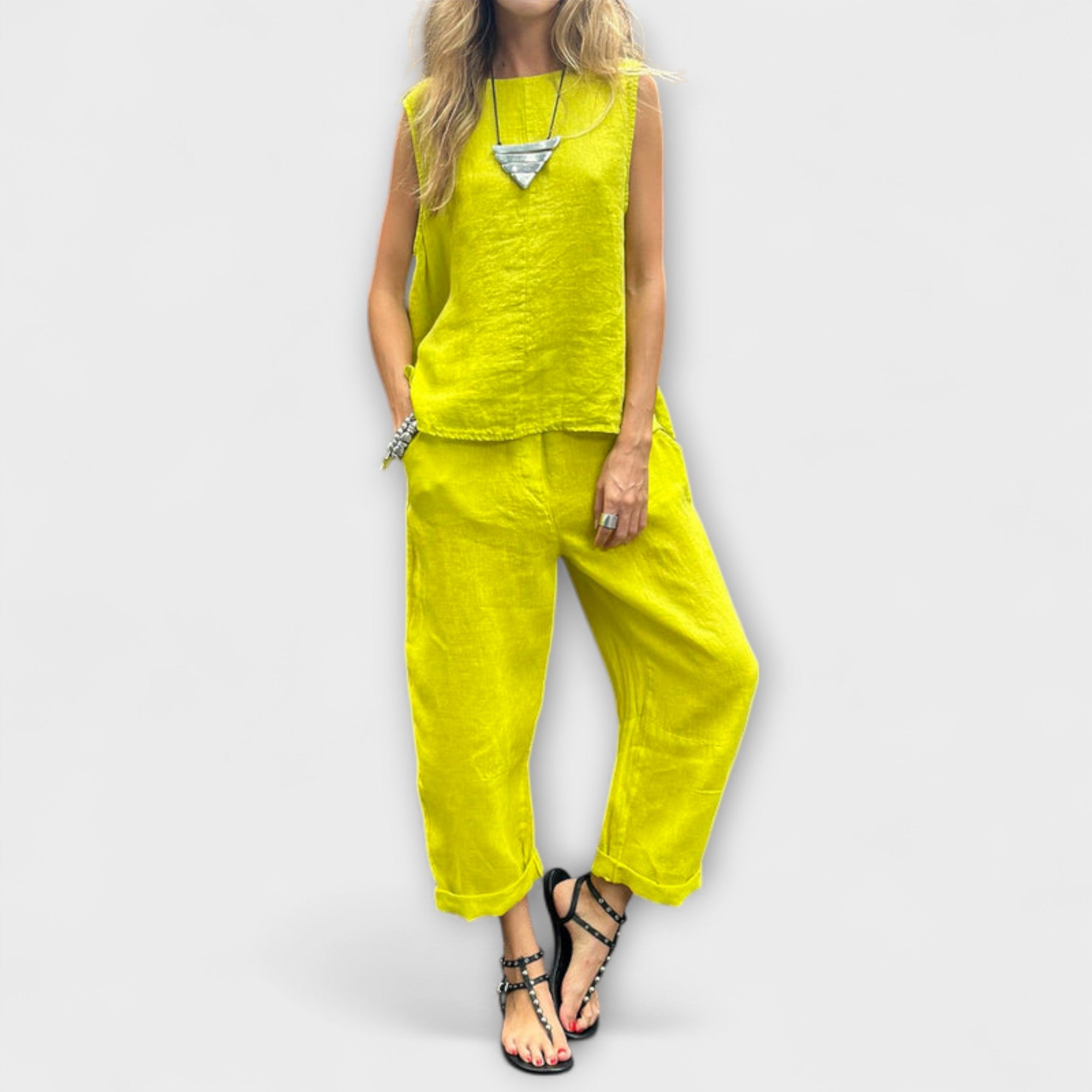 Zarela – Sommer-Set in lebendigem Limettenton
