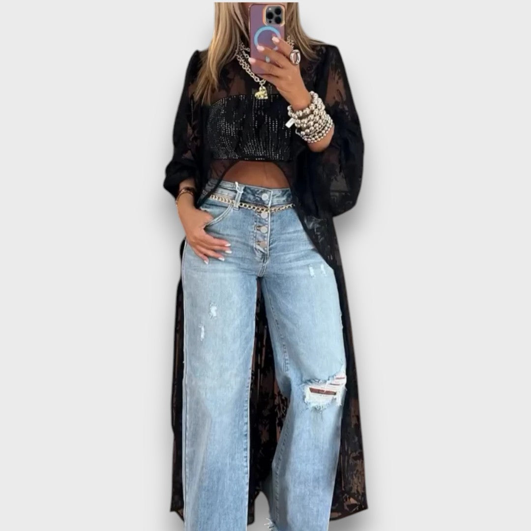 Maiva – Lange Bluse aus transparenter Spitze - Emma Fioretti